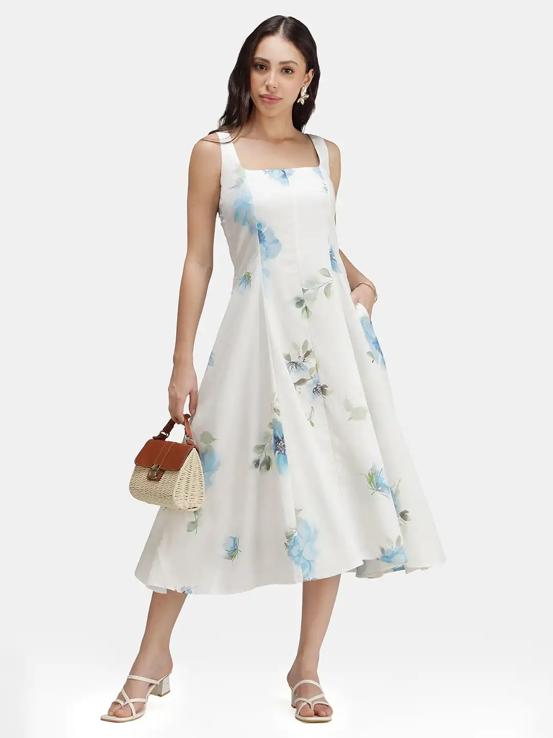 Buy Virgio Women Floral Tencel Square Neck Fit & Flare Midi Dress - Dresses  for Women 37662820 | Myntra