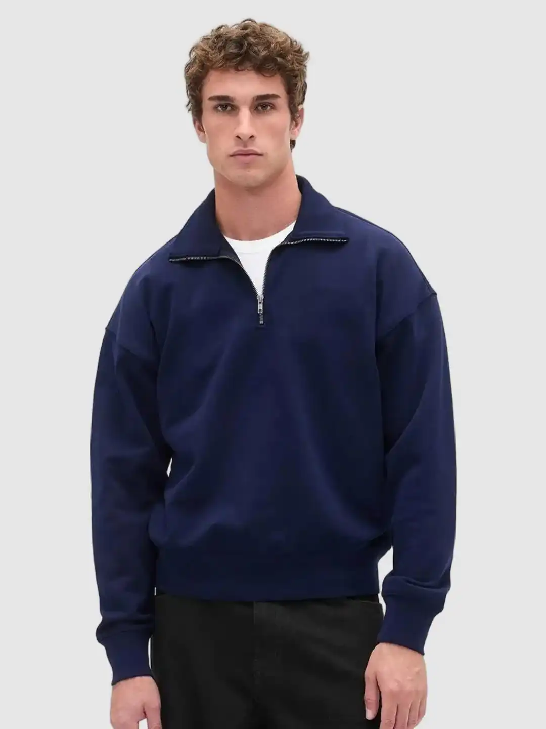 Buy GAP Men Shirt Collar Half Zip Oversized Sweatshirt