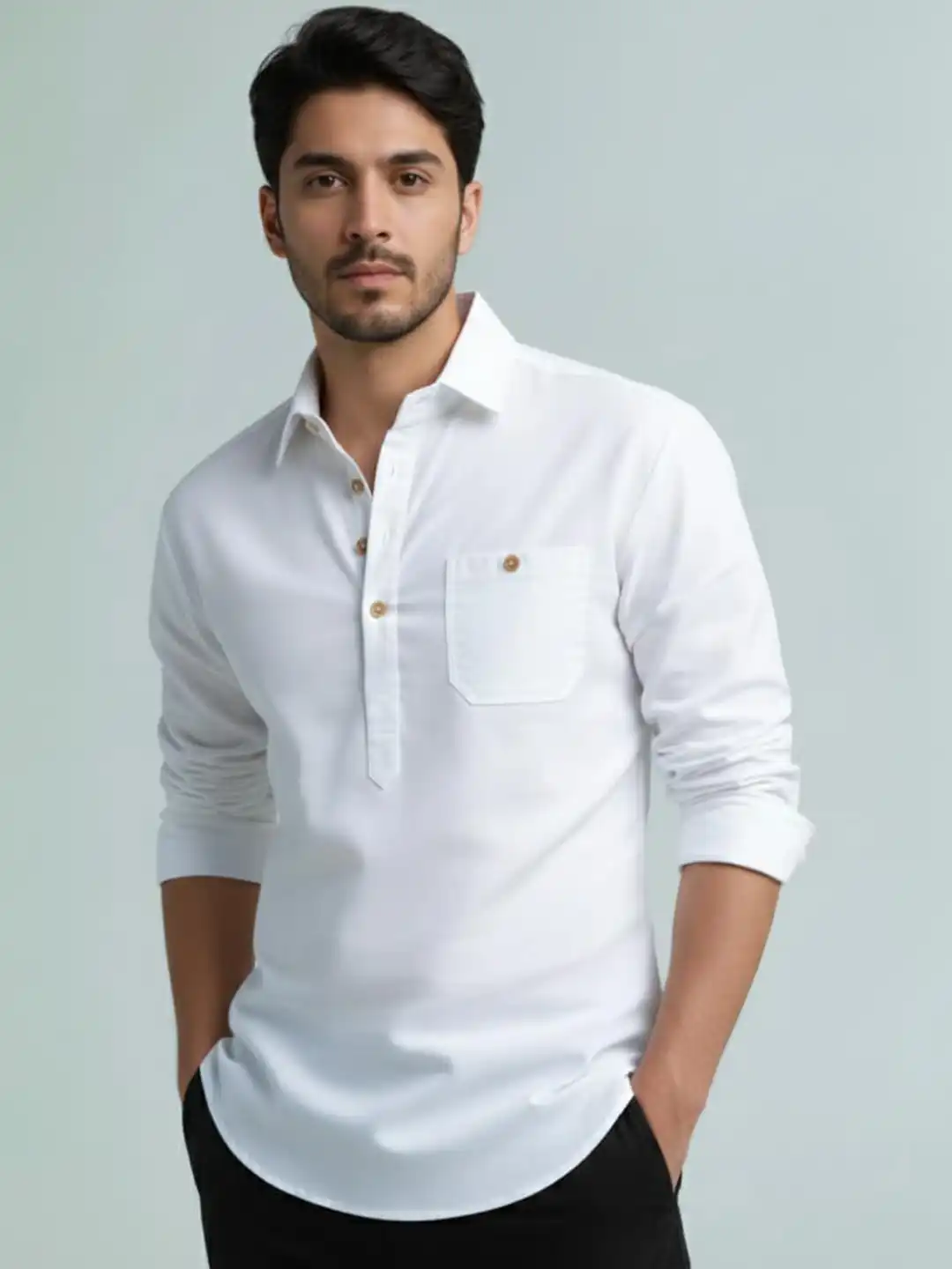 Buy Vida Loca Shirt Collar Short Straight Kurta - Kurtas for Men