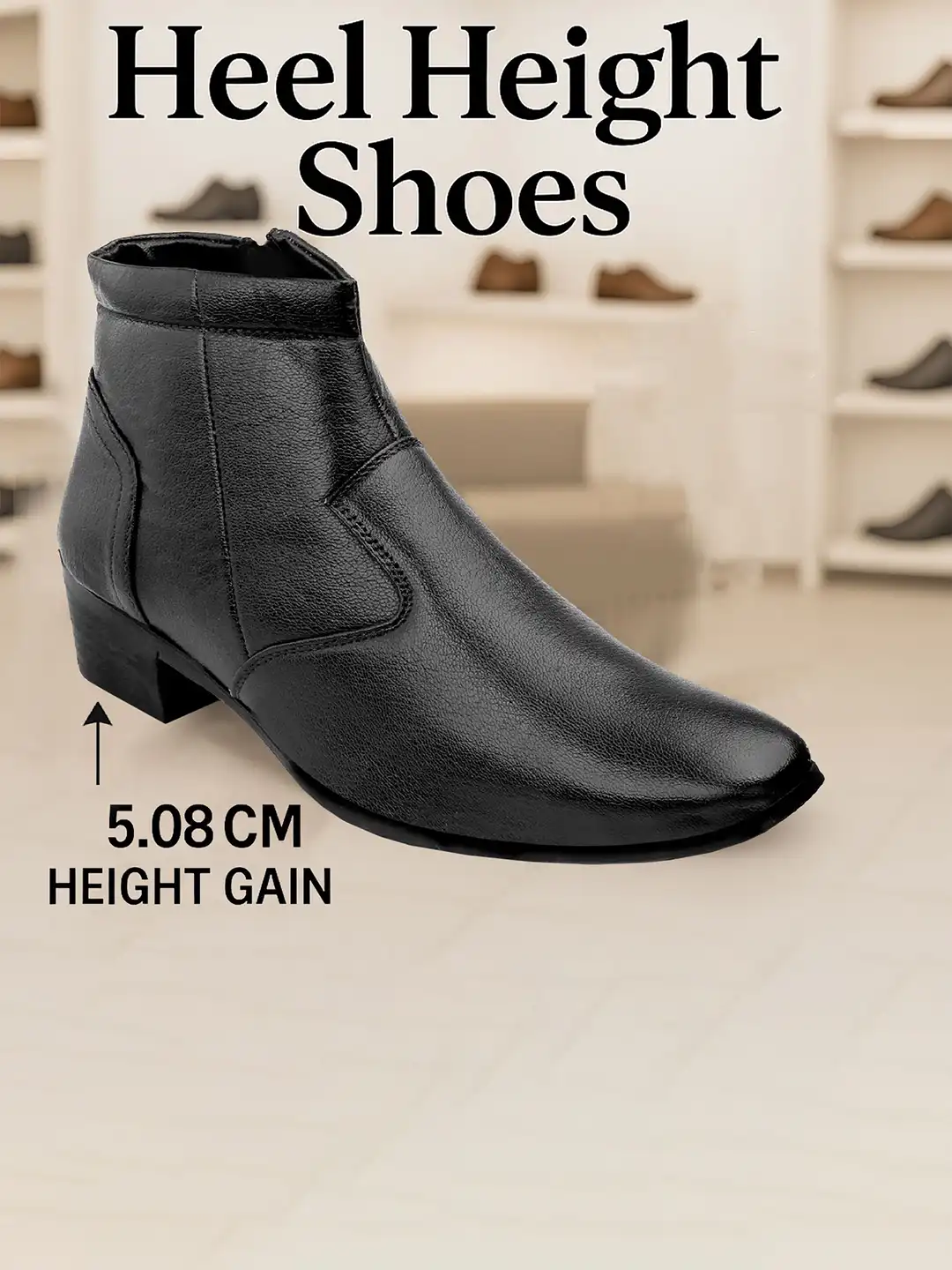 Buy Bxxy Men Square-Toe Casual Block Heel Formal Slip On Zipper