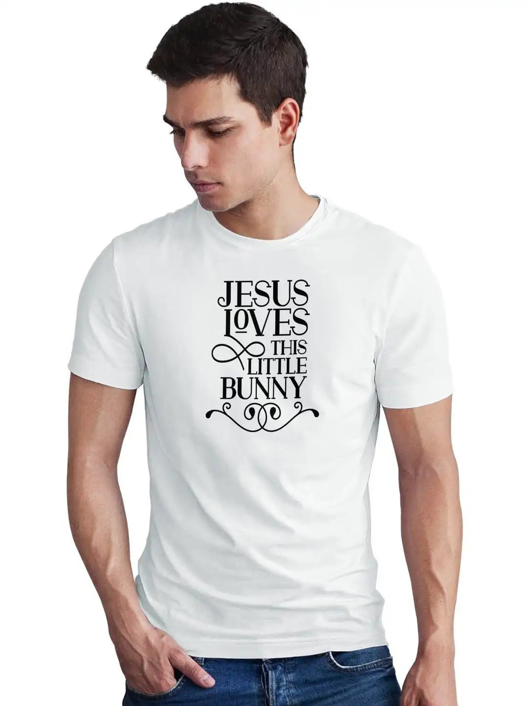 Buy Seekbuylove Jesus Loves Printed Round Neck Bio Finish Pure