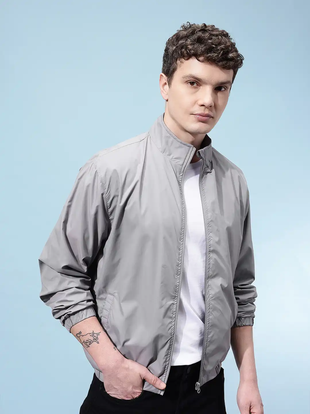 Buy glitchez Mock Collar Windcheater Jacket - Jackets for Men
