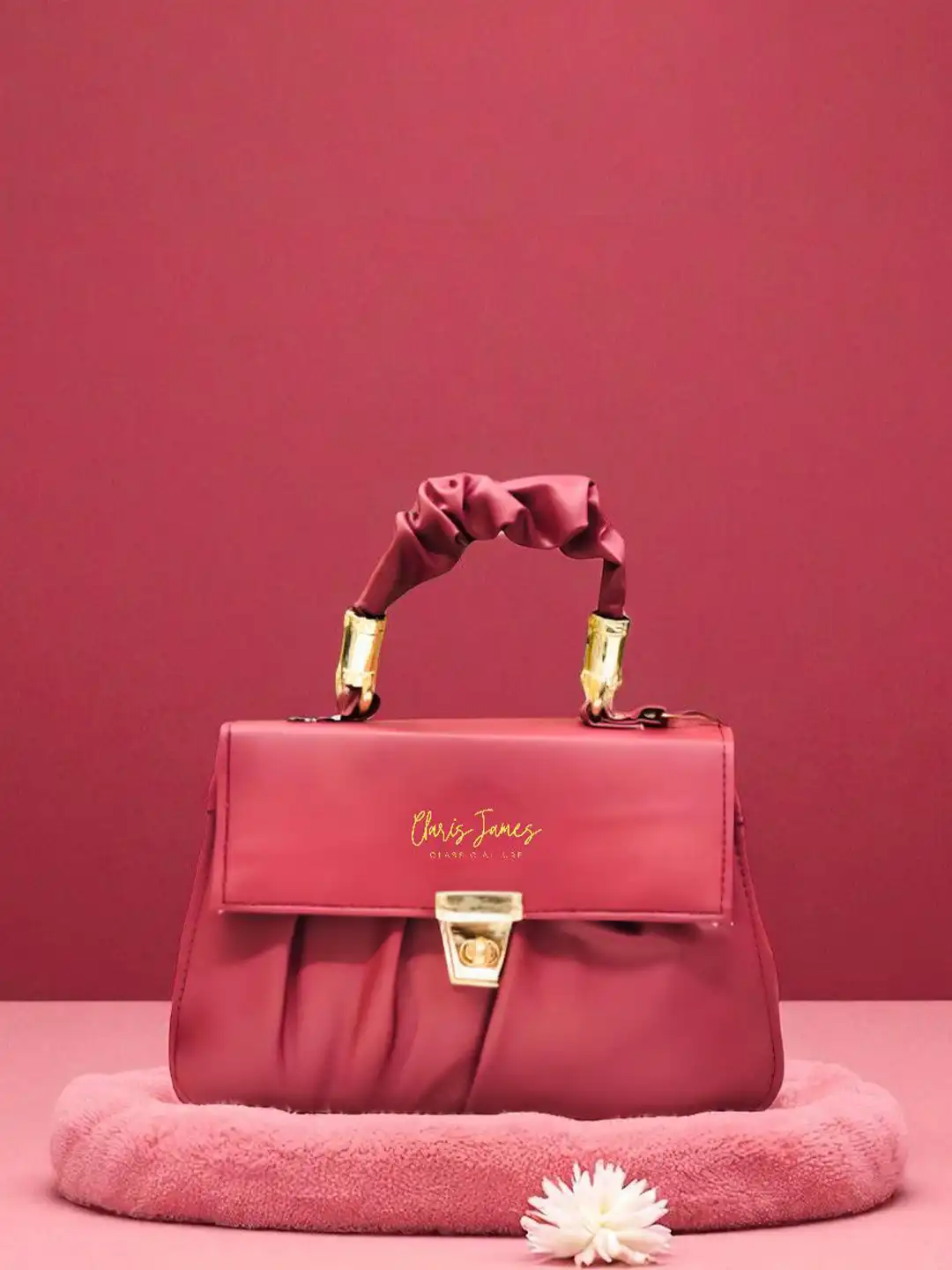 Buy CLARIS JAMES Women Brand Logo Handheld Bag with Twist Lock
