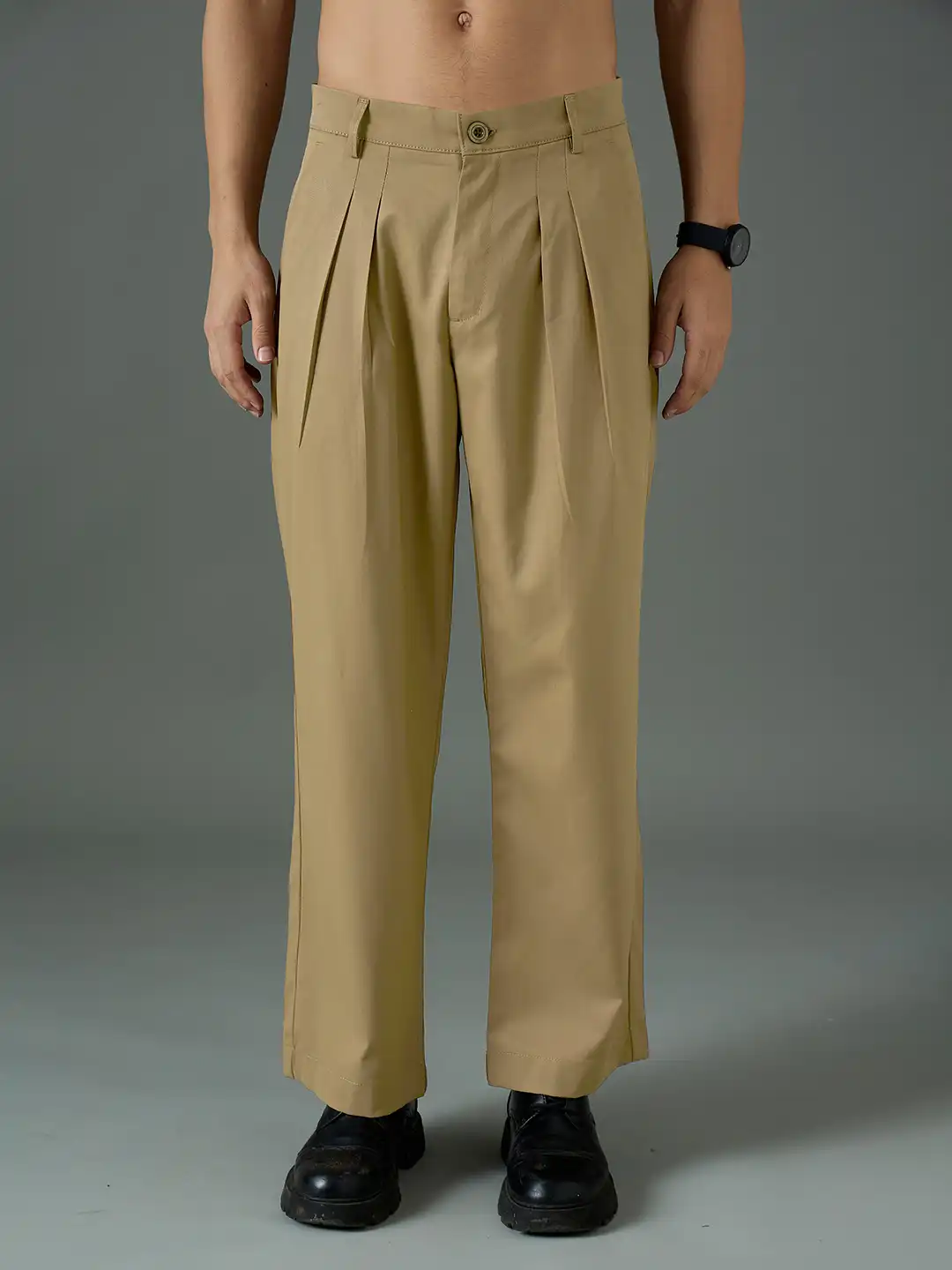 Buy MASCLN SASSAFRAS Men High-Rise Pleated Trousers - Trousers for
