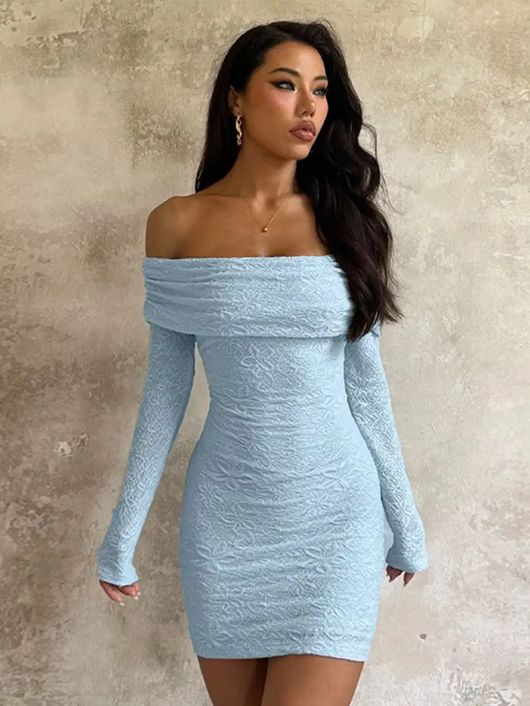 Bodycon Sweater Blue Off The Shoulder Sweater Dress StyleCast X Revolte Off-Shoulder Cold-Shoulder Bodycon Mini Dress(L) By Myntra