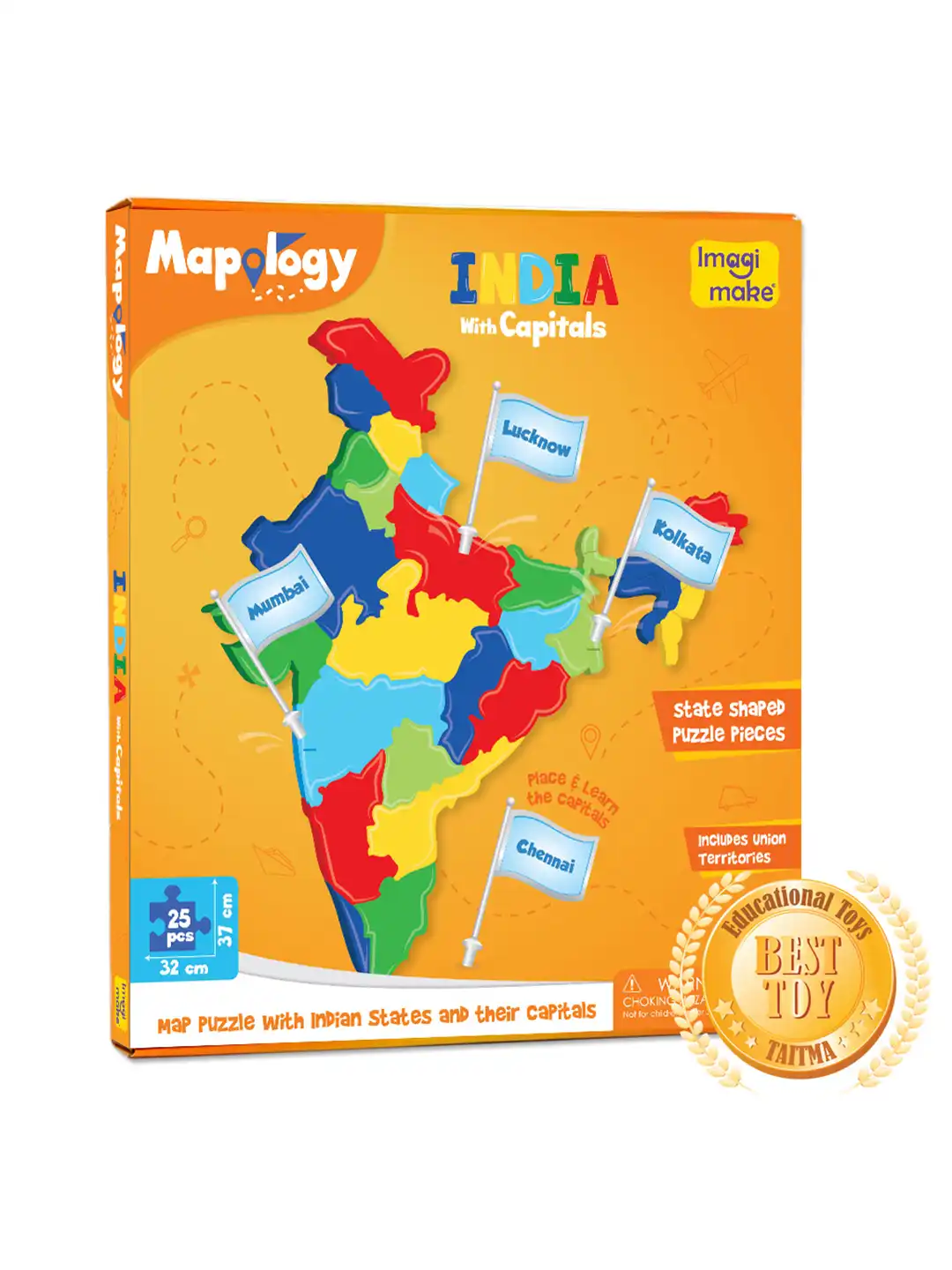 Buy Imagimake Kids Orange Map Puzzle With Indian States & Capital