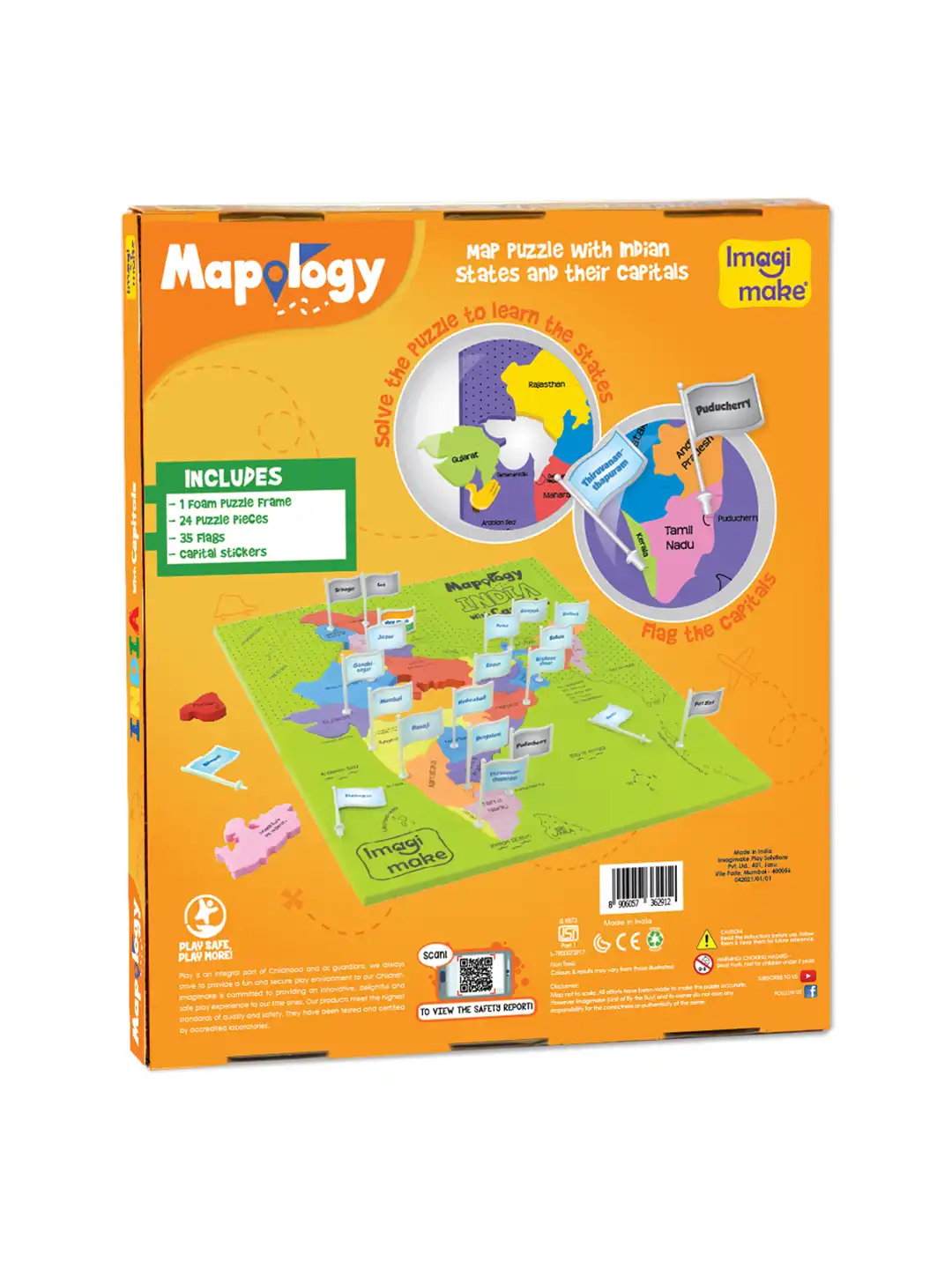 Buy Imagimake Kids Orange Map Puzzle With Indian States & Capital