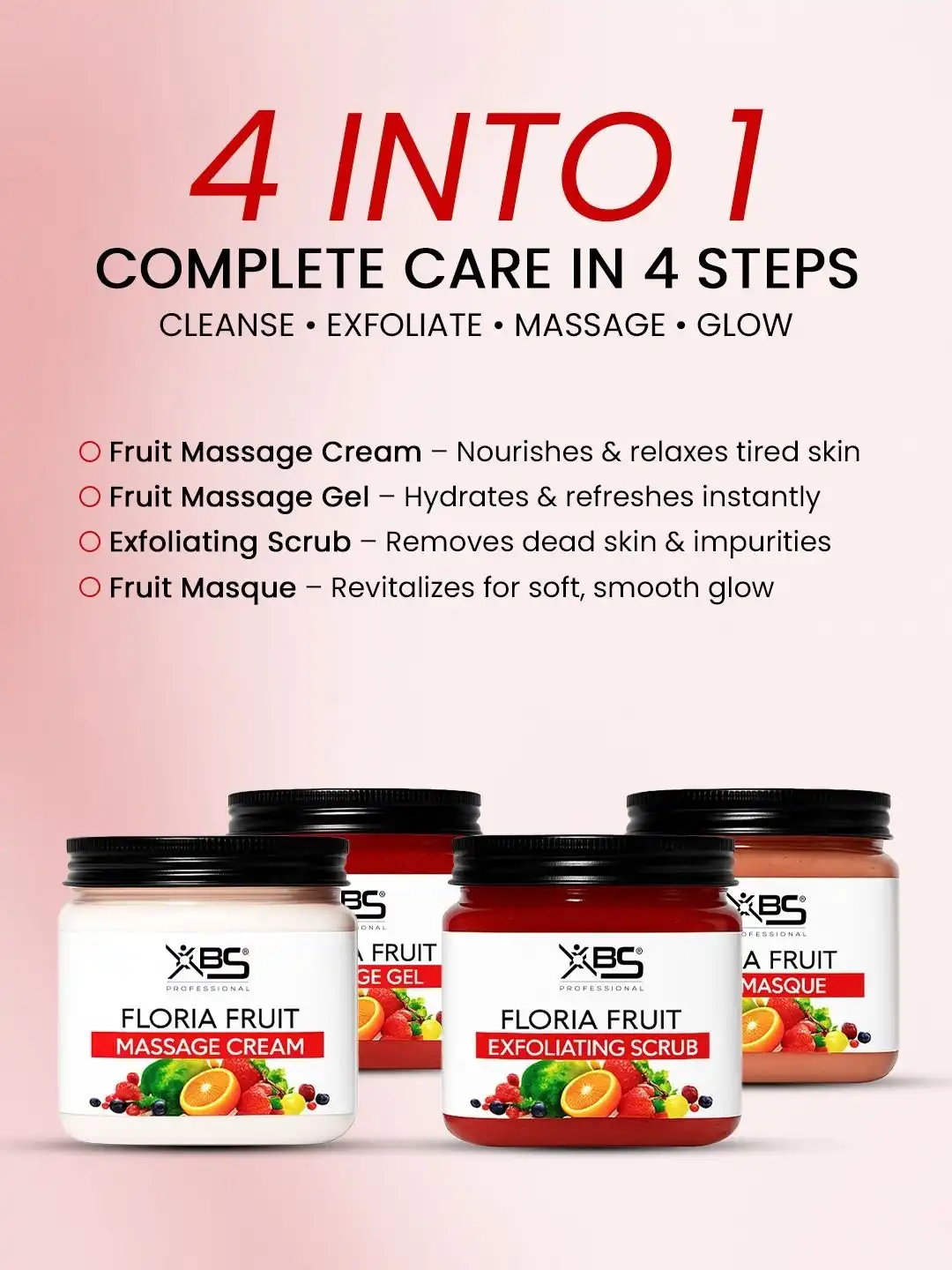 Buy XBS Set Of 4 Floria Fruit Massage Gel- Face Masque- Massage