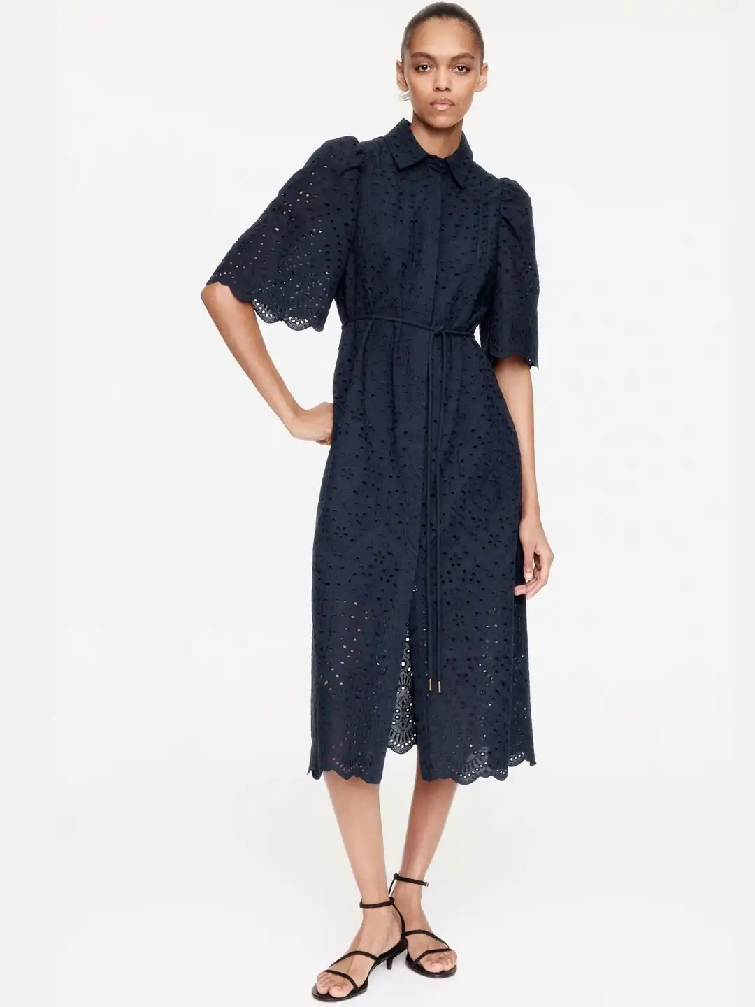 h&m broderie anglaise shirt dress Women's Light blue Broderie anglaise shirt dress