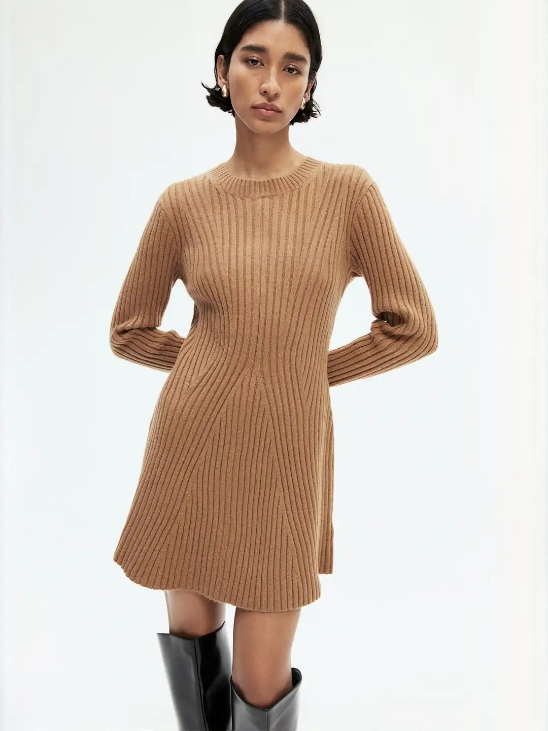 long sleeve cable knit dress Seasonal Treats Cable Knit Sweater Dress in Ivory