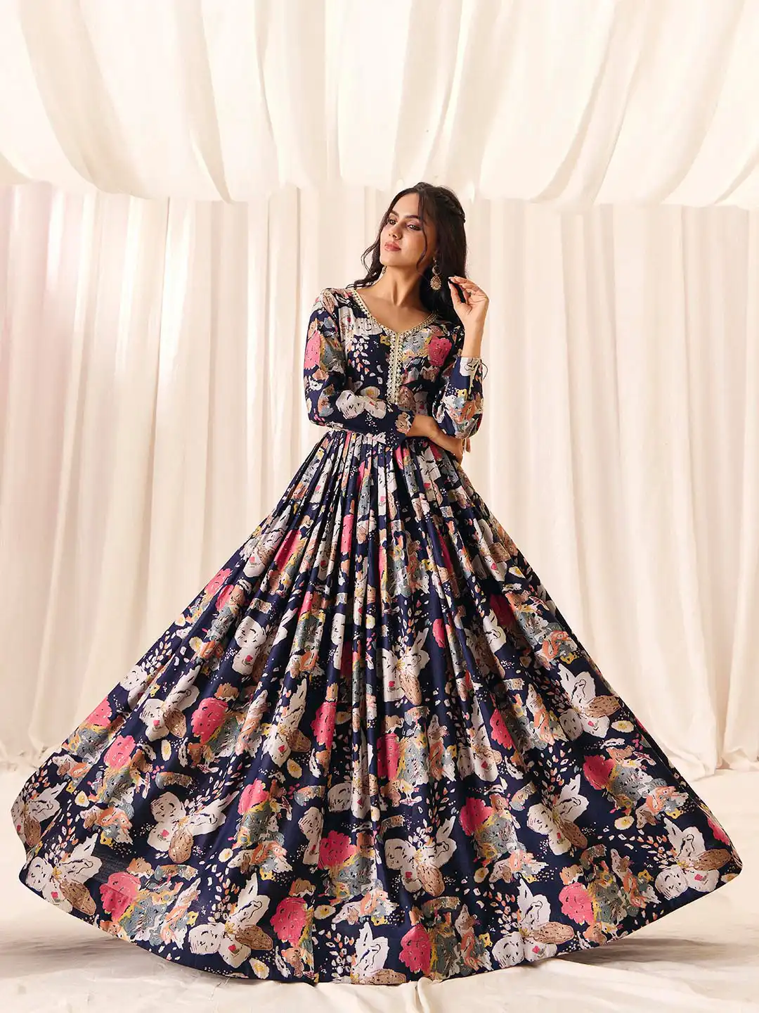 Buy MADHURAM Floral Printed Flared Anarkali Gown Ethnic Dress - Ethnic  Dresses for Women 36779963 | Myntra