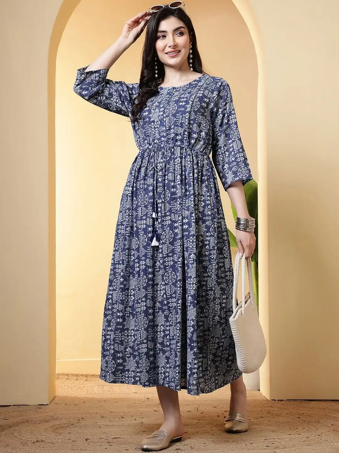 sachin and babi light blue dress Women's New Midi Cotton Casual Dresses main image 1