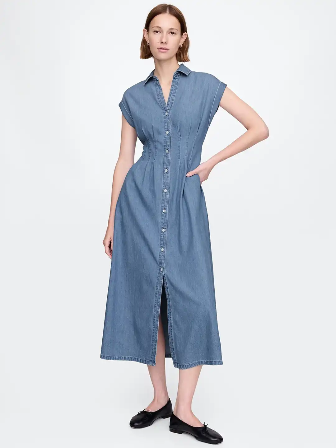 Buy GAP Pure Cotton Pleated Denim Shirt Midi Dress - Dresses for Women 34837228 | Myntra Buy GAP Pure Cotton Pleated Denim Shirt Midi Dress - Dresses for Women 34837228 | Myntra
