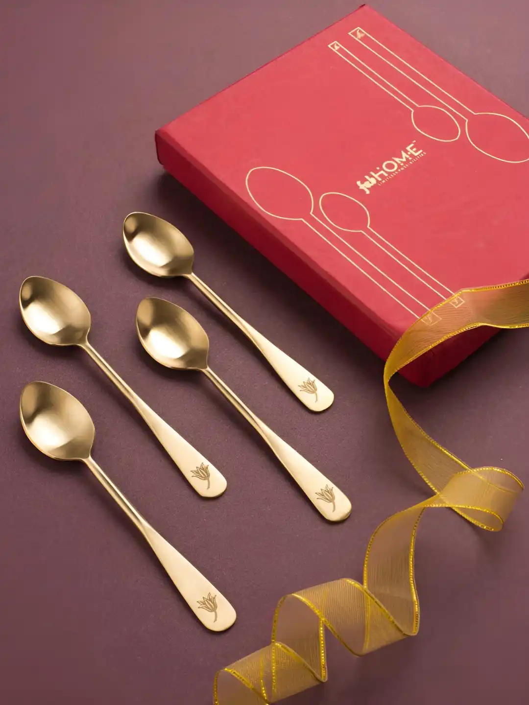 Buy Fabindia Nazm Gold-Toned 4 Pieces Stainless Steel Dessert