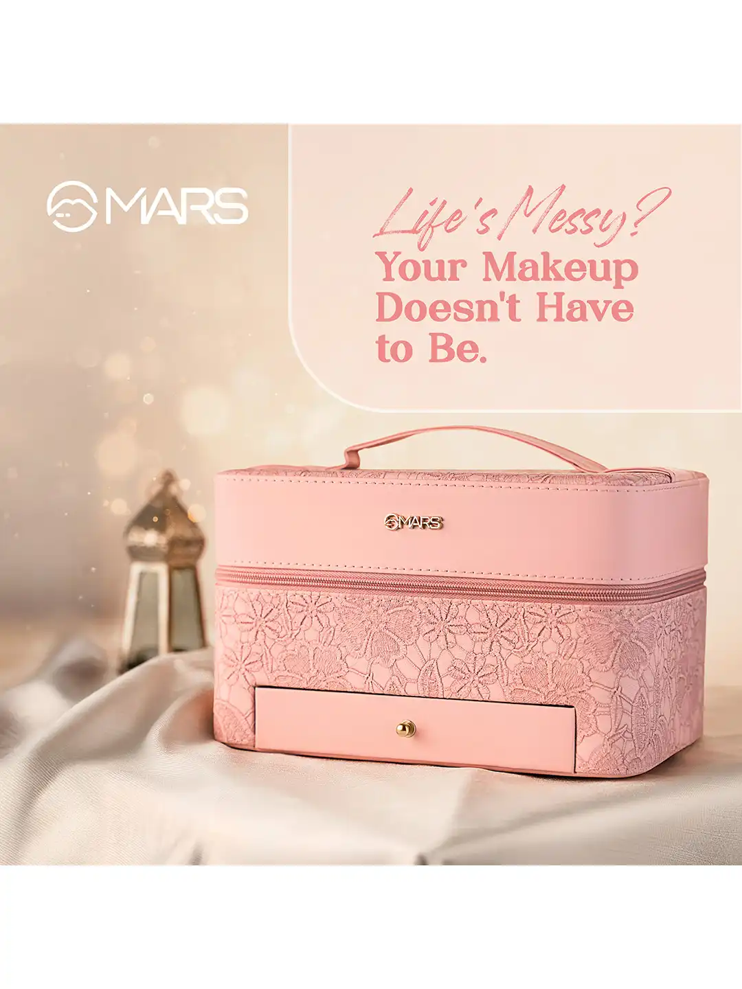 Buy MARS Vanity Makeup Bag with Built-in Mirror - Pink - Makeup