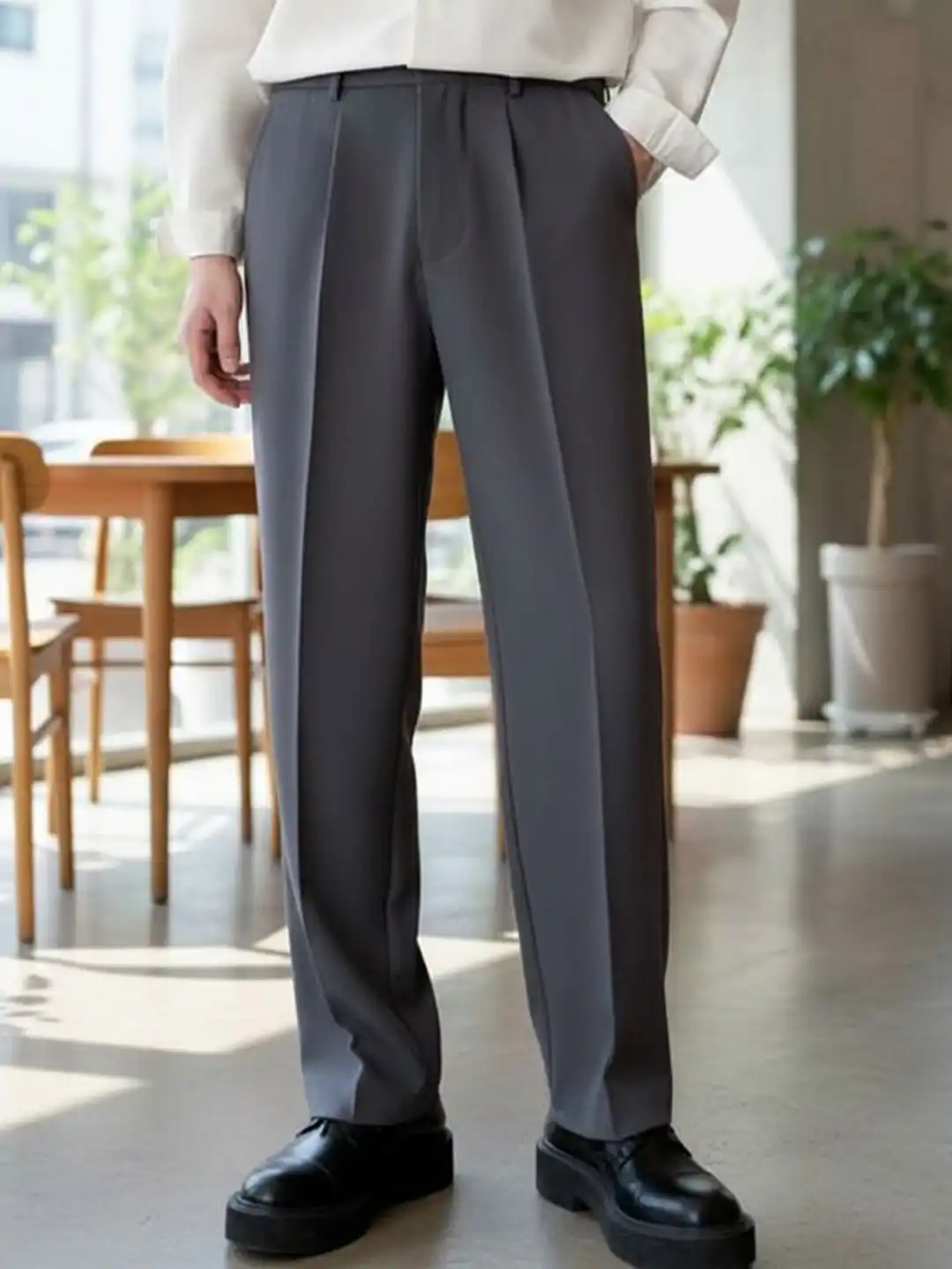 Buy BROADSTAR Men Relaxed Straight Leg Loose Fit Easy Wash Pleated