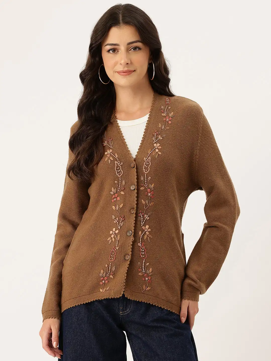 Buy APSLEY Floral Cardigan with Embellished Detail - Sweaters for