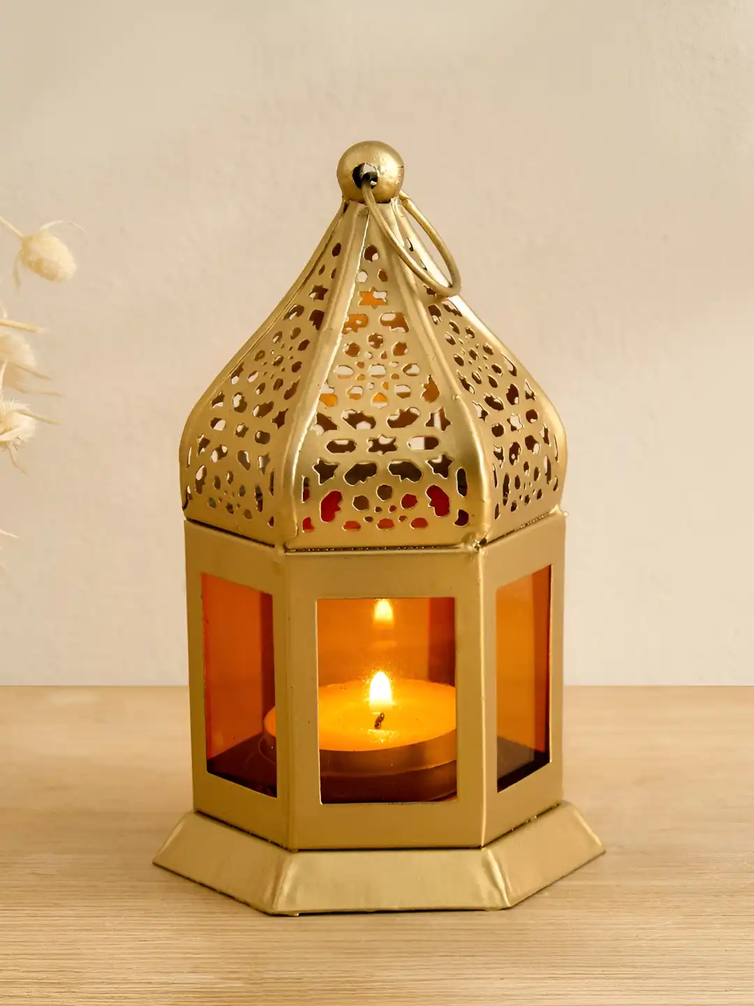 M*u様 REI Candle Lantern ゴールド Buy Home Centre Salsa Moroccan Gold-Toned Glass Metal Lantern
