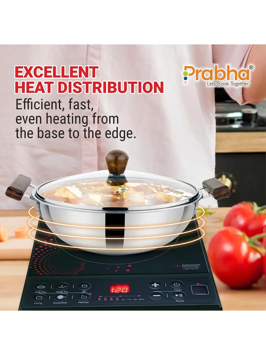 Buy Prabha Silver-Toned Stainless Steel Induction Base Khadai With