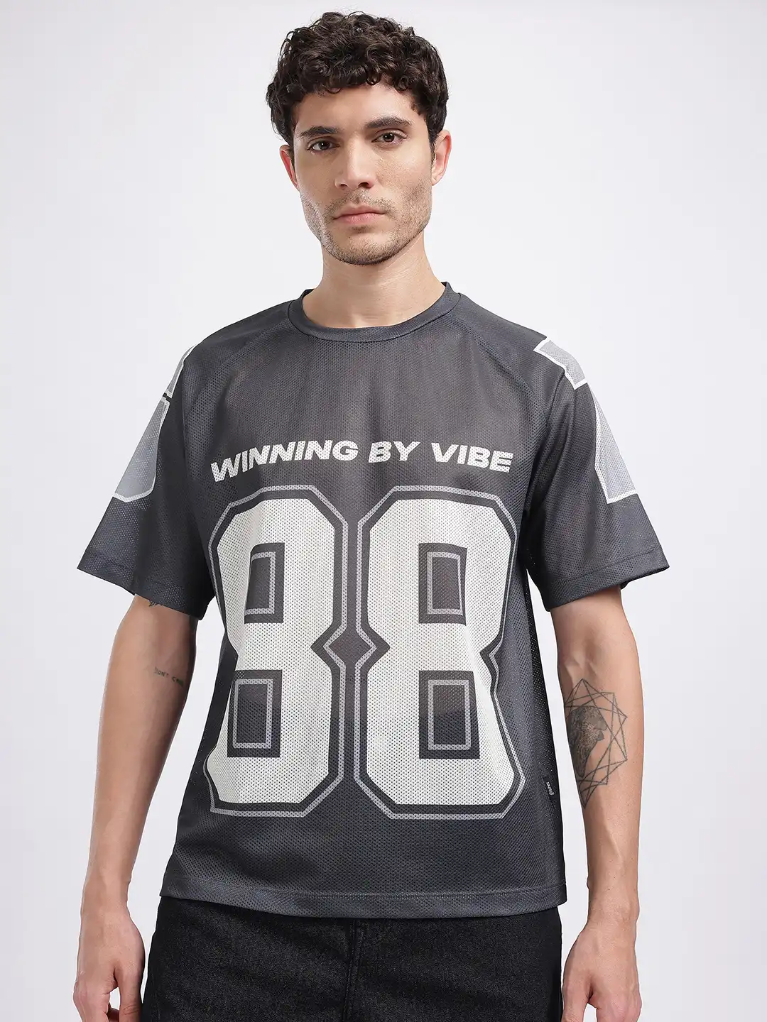 Buy glitchez Typography Printed Oversized Fit Raglan Sleeves T
