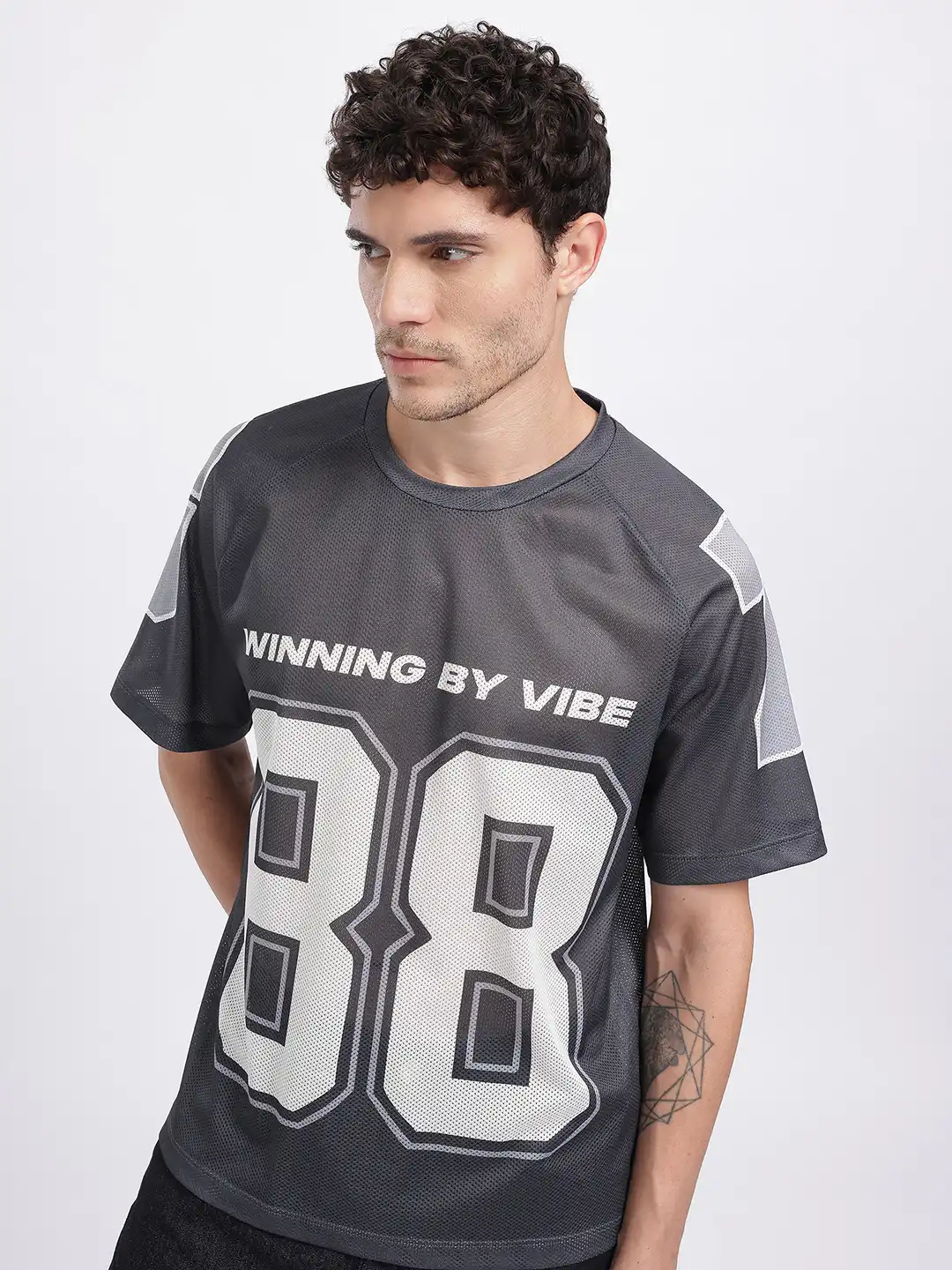 Buy glitchez Typography Printed Oversized Fit Raglan Sleeves T