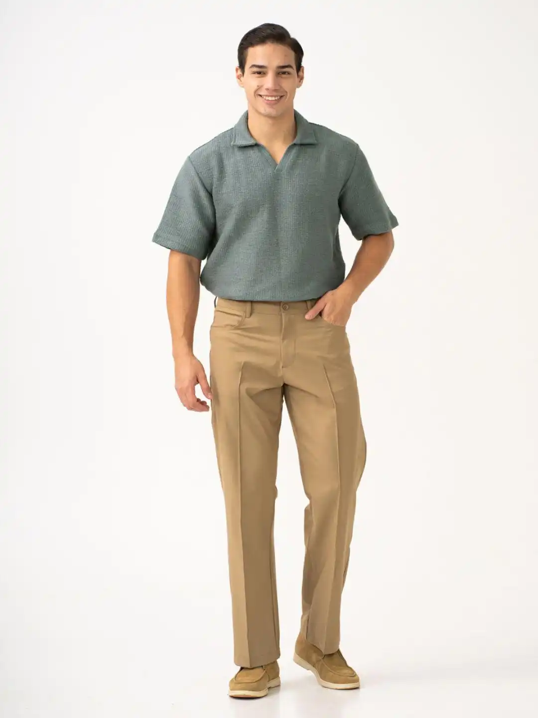 AW22 CORNERSTONE STRAIGHT PANTS【美品】 Buy The Pant Project Men Pecan Khaki Korean Relaxed-Fit Pintuck