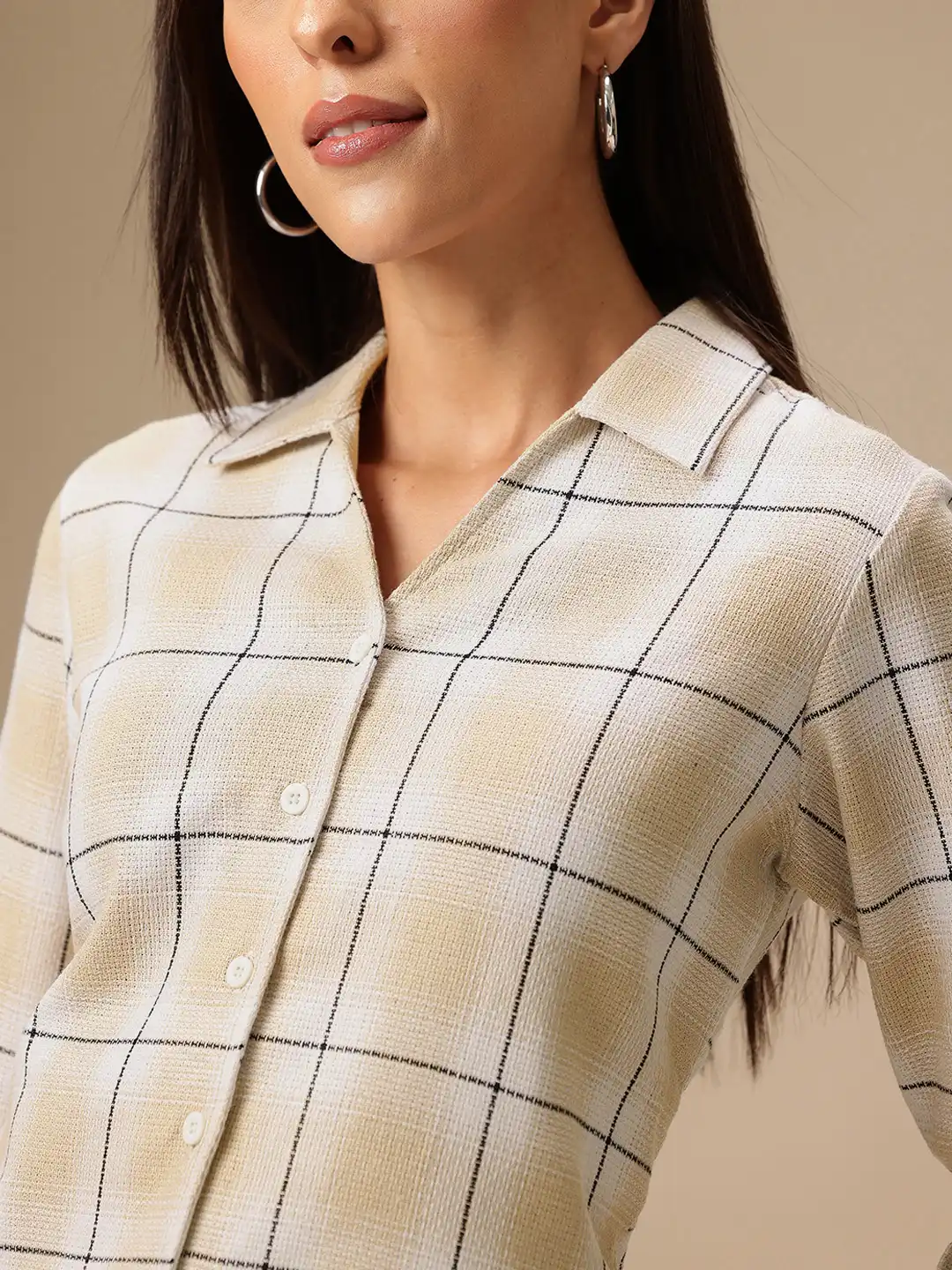 Buy Chemistry Windowpane Checks Cutaway Collar Regular Fit Oxford