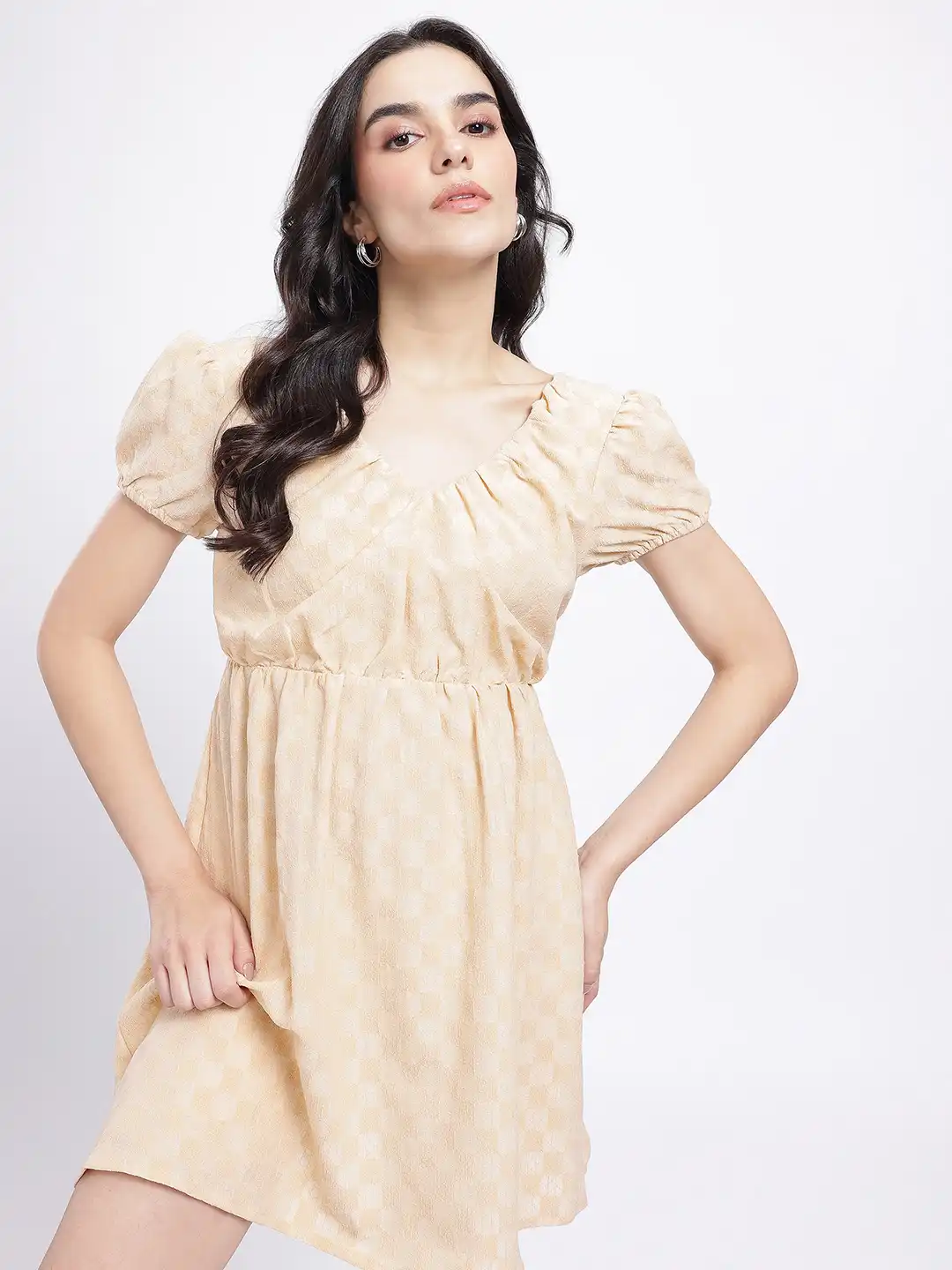 Buy glitchez Geometric Self Design Textured Fit & Flare Dress - Dresses for  Women 35167810 | Myntra