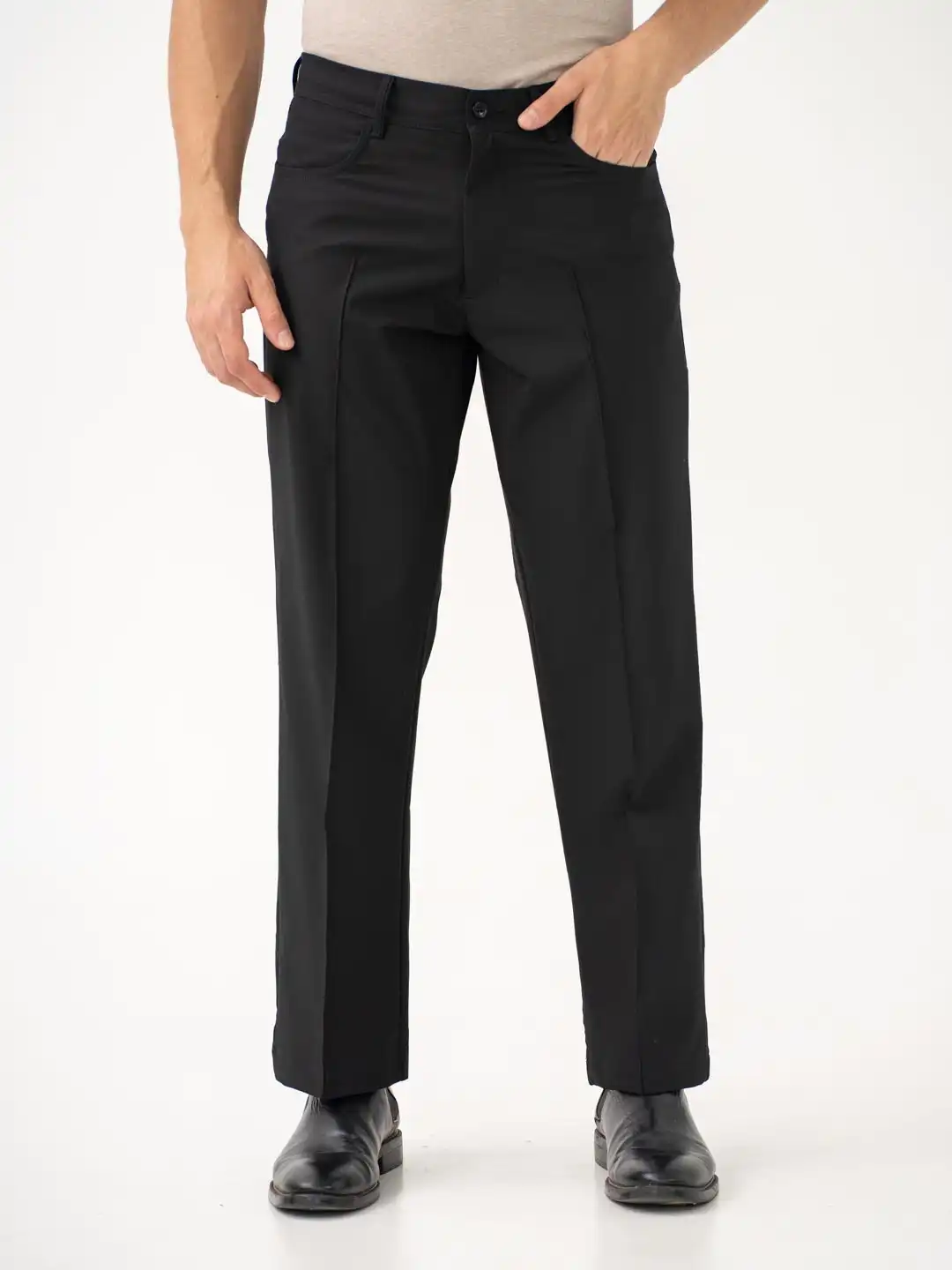 Buy The Pant Project Men Lunar Black Korean Relaxed-Fit Pintuck