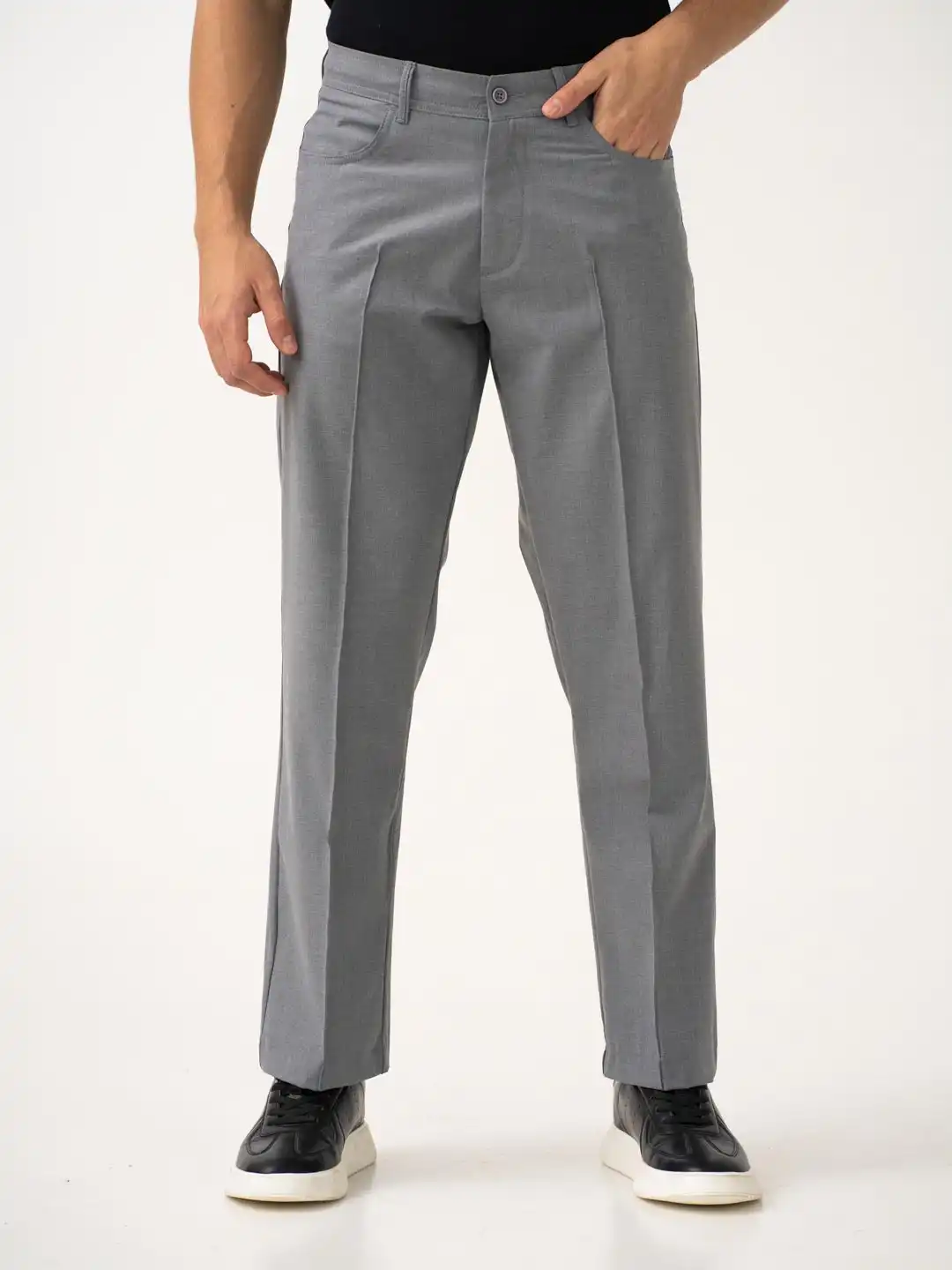 Buy The Pant Project Men Haze Grey Korean Relaxed-Fit Pintuck