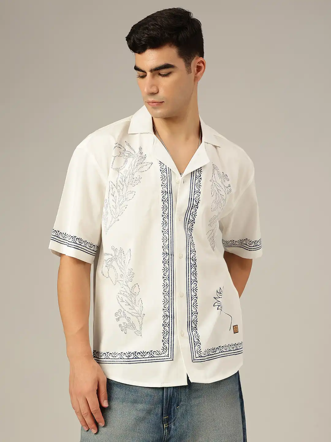 トップス echeveria Brembana vintage fabric shirt1 Buy DENNISON Men Ethnic Block Printed Oversized Shirt - Shirts for