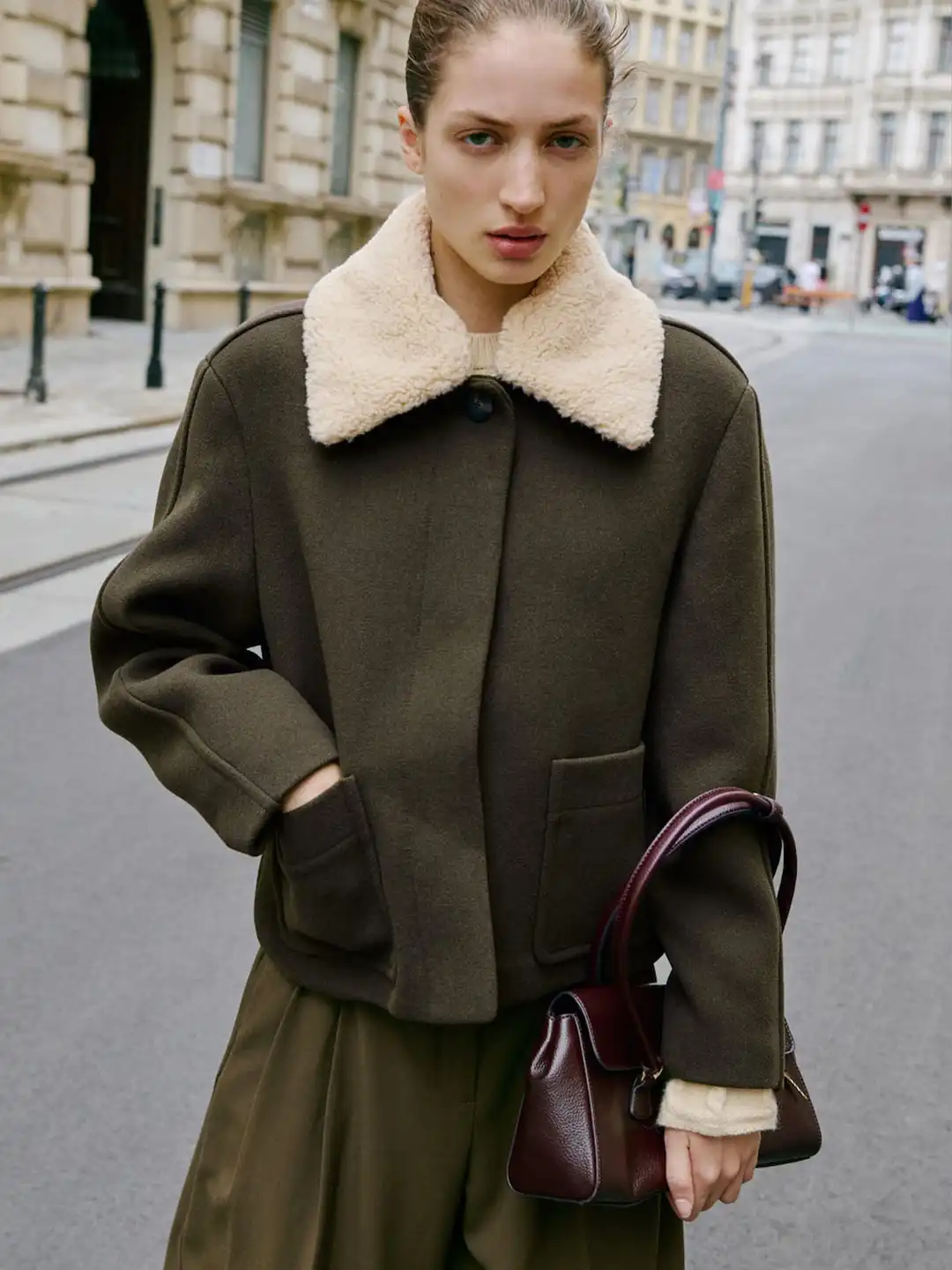 Buy MANGO Faux Fur Detail Tailored Jacket with Detachable Collar