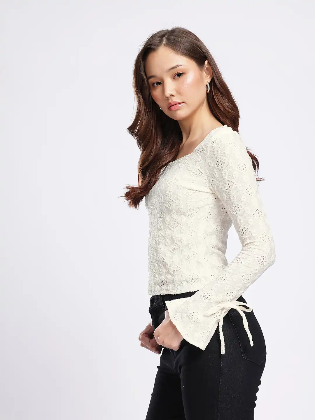 Buy glitchez Bell Sleeves Knitted Casual Top - Tops for Women