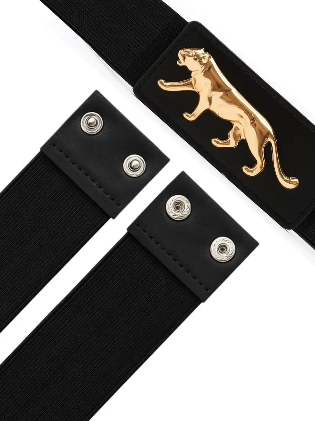 Sabyasachi Black Leather Belt with Gold Panther Buckle ✨✨ inspired tiger logo belts. ??✨✨ Experience  main image 4