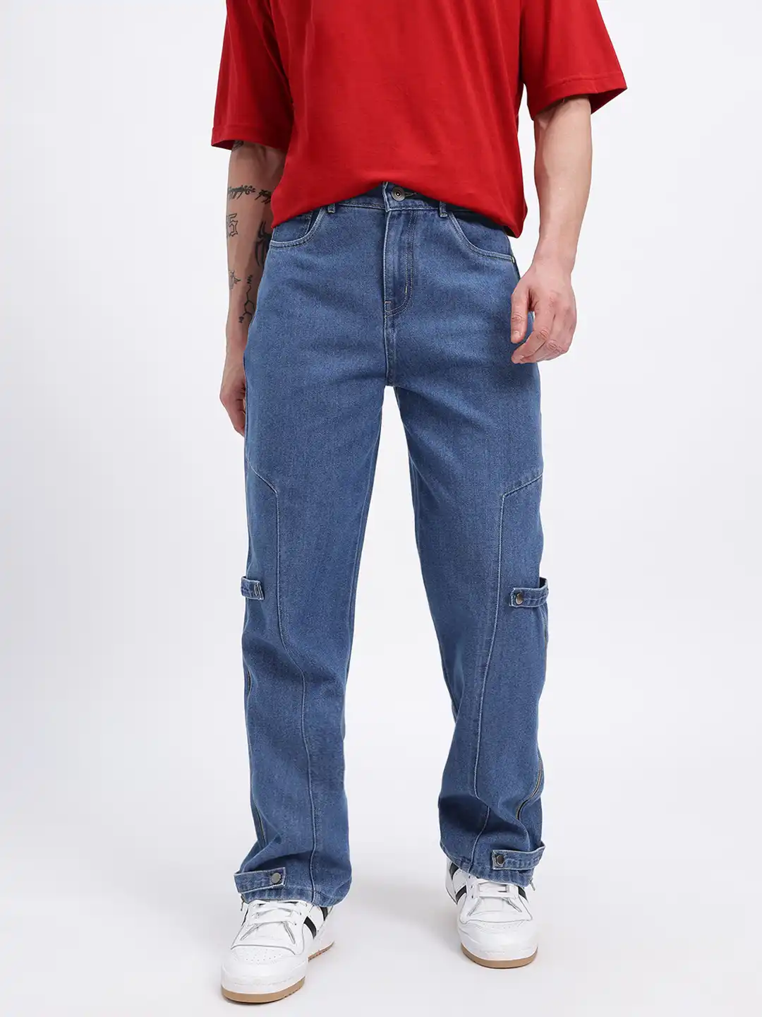 Buy glitchez Men Side Zipper Panelled Straight Fit Jeans - Jeans