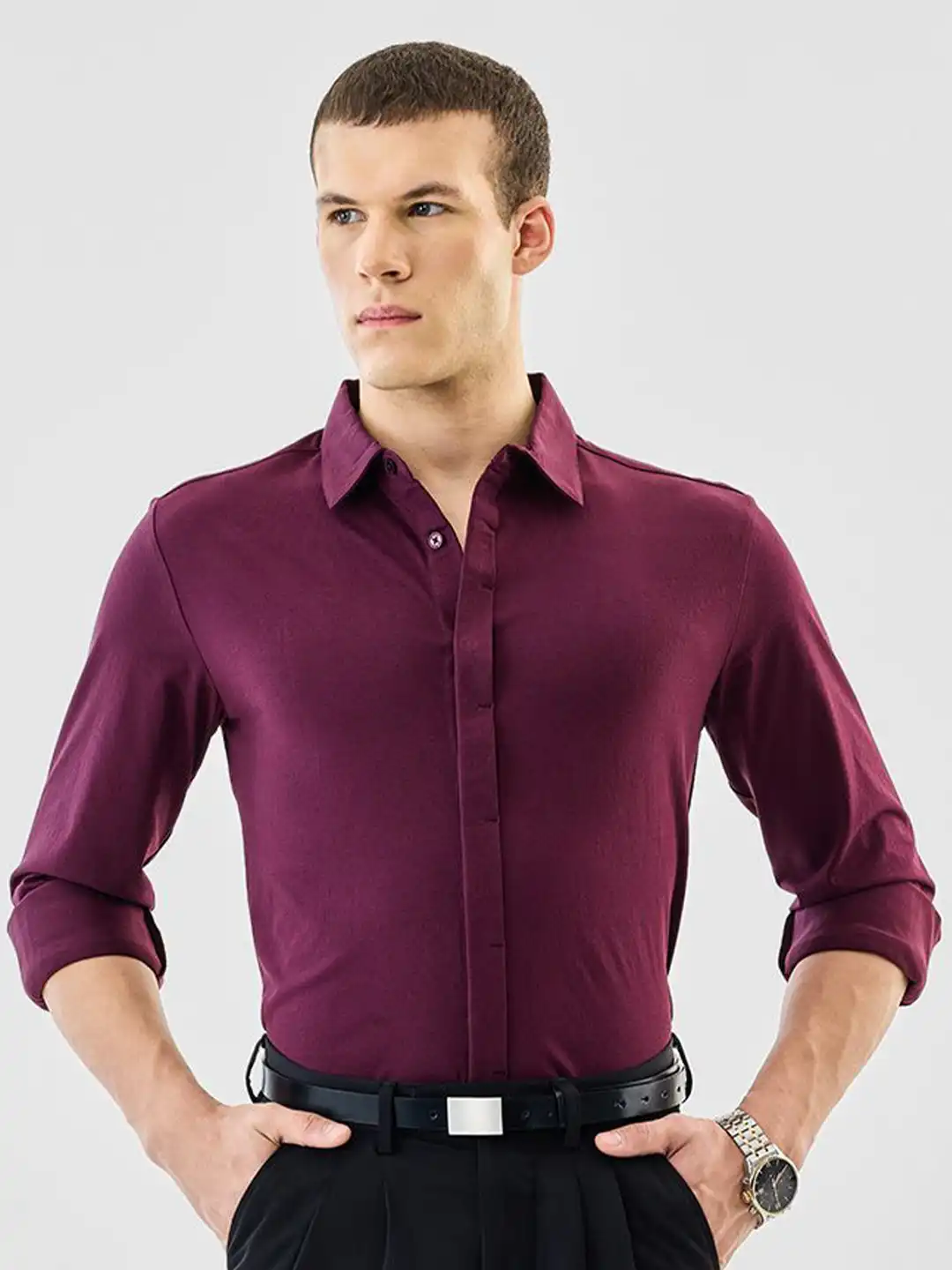Buy Snitch Spread Collar Mercerized Cotton Formal Shirt - Shirts