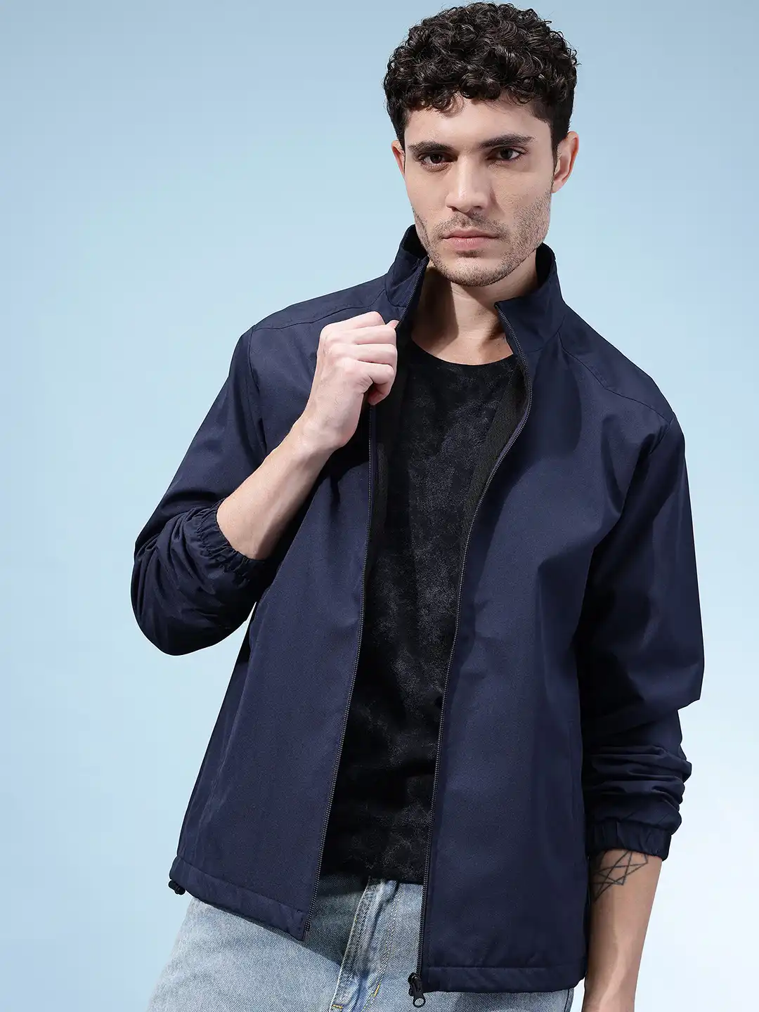 Buy SZN Mock Collar Windcheater Bomber Jacket - Jackets for Men