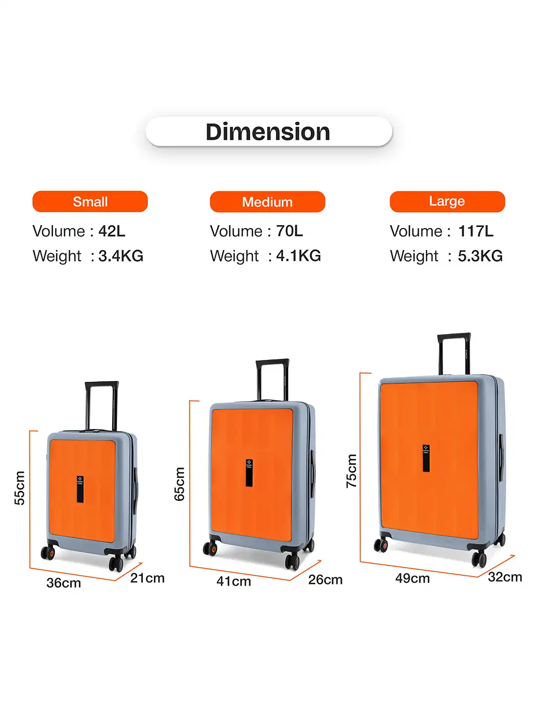 Buy Nasher Miles Zanzibar Polycarbonate Set of 3 S/M/L Orange Grey