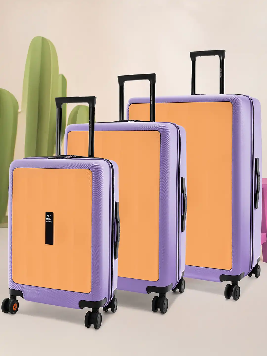 Buy Nasher Miles Set of 3 Peach Lavender Zanzibar Hardside Luggage