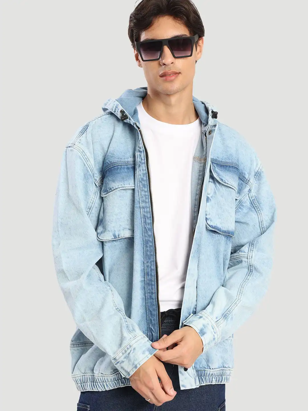 Denim Bdg Jared Hooded Utility Jacket Buy HERE&NOW Relaxed Fit Washed Effect Hooded Pure Cotton Denim Jacket  Jackets For Men 33569456 Myntra