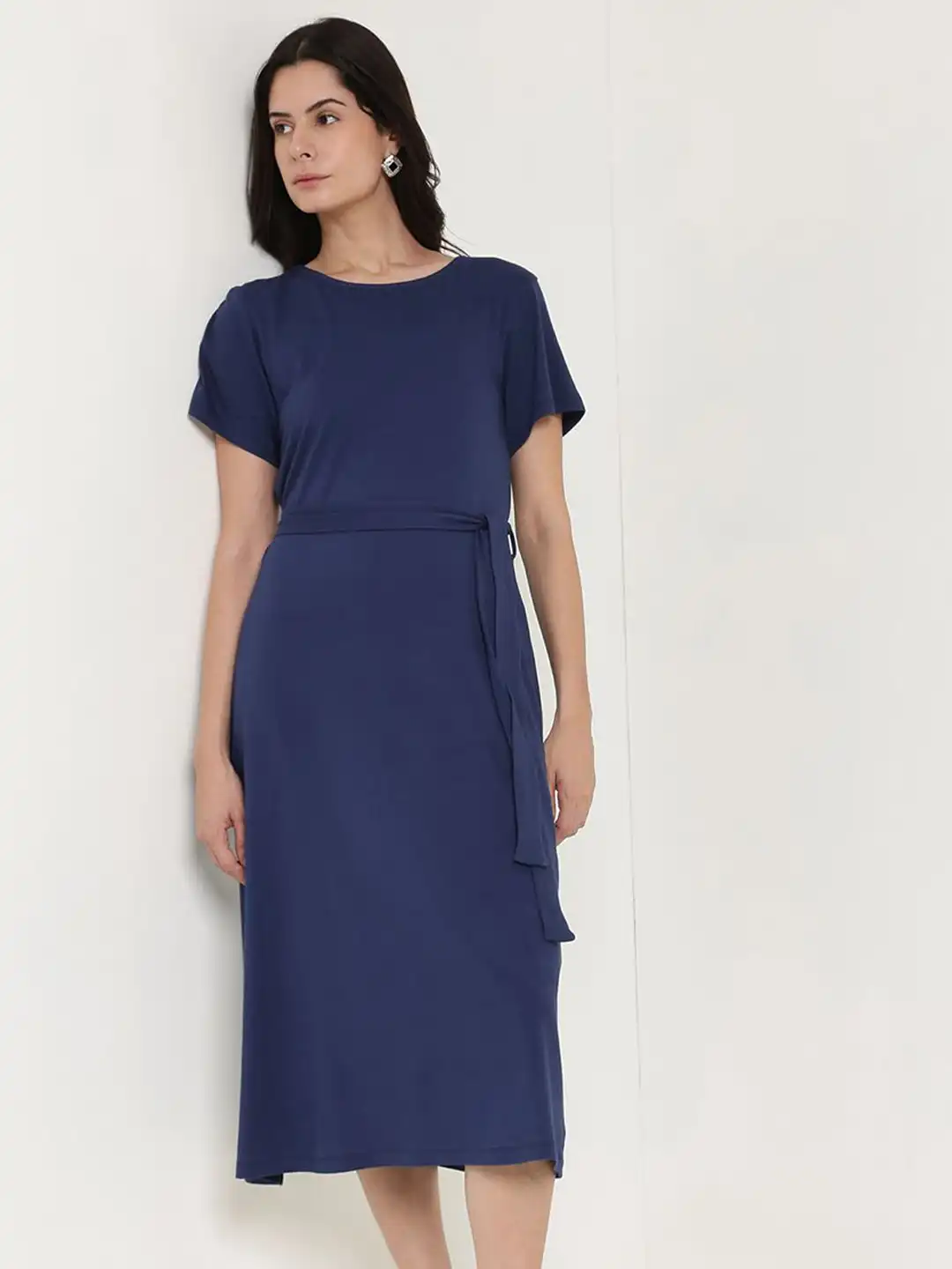 blue dress myntra I am a height 5'2 wearing a size XS :) @anaynaclothing Comment link or dm me this reel or check bio. [ Myntra finds, maxi dress for women, modest dress, full sleeves