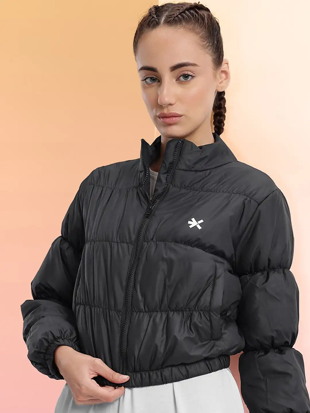 Buy HRX by Hrithik Roshan Mock Collar Crop Puffer Lifestyle Jacket