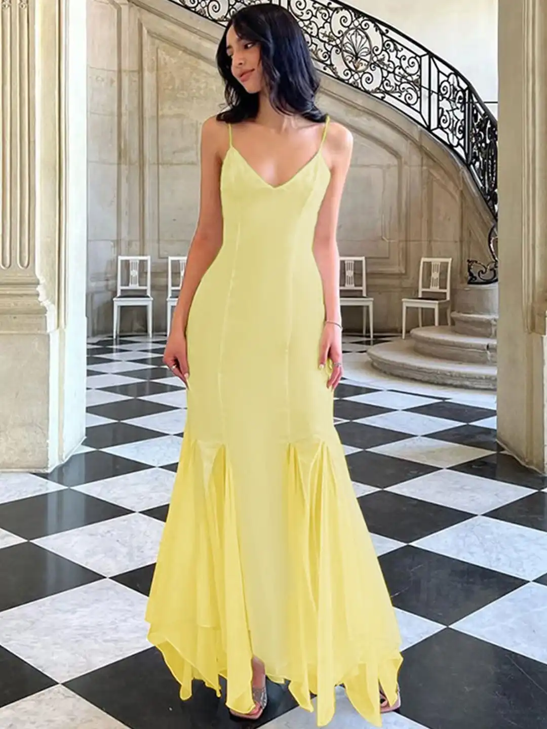 HERE&NOW Women Solid Shoulder Straps Backless Maxi Dress(M) By Myntra