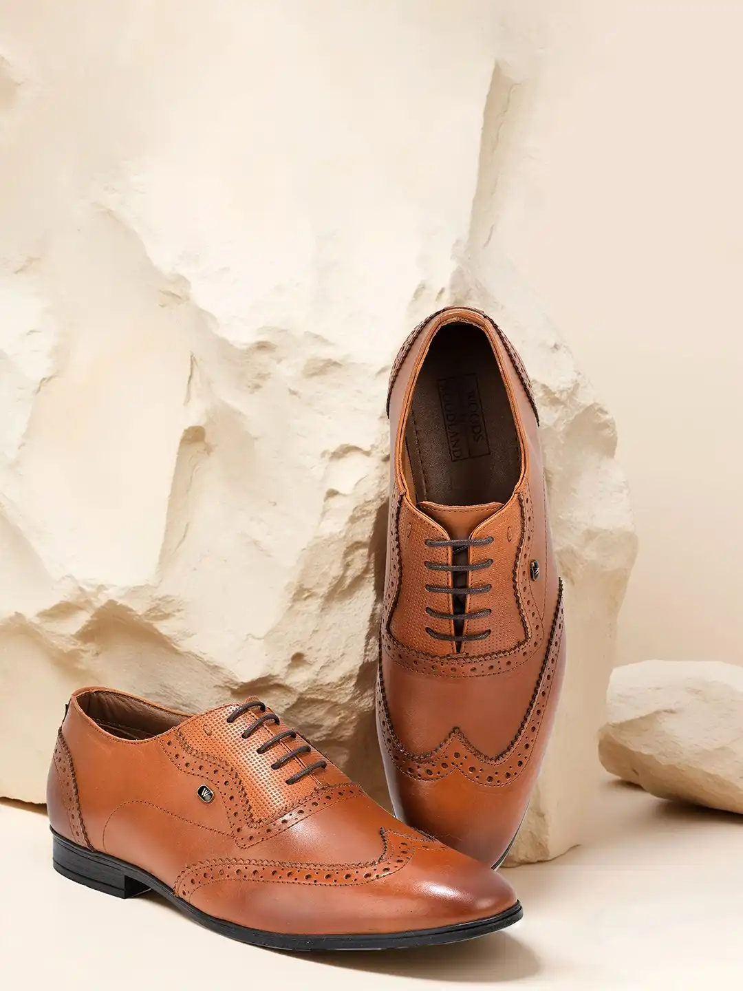 Buy Woodland Men Textured Leather Lace-Up Formal Brogue  display picture 1
