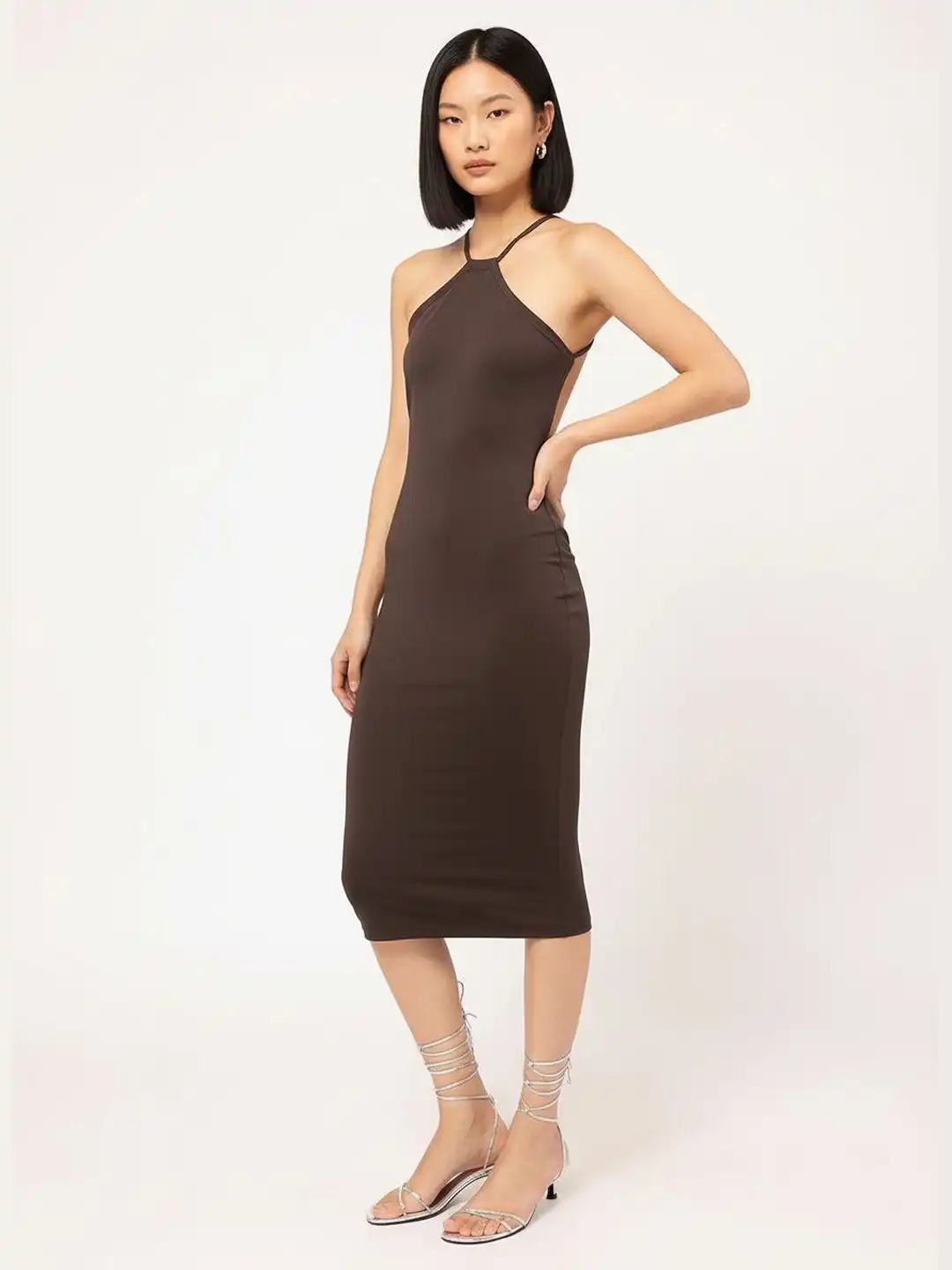 blue long sleeve backless dress Yindi Backless Boat Neck Maxi Dress White