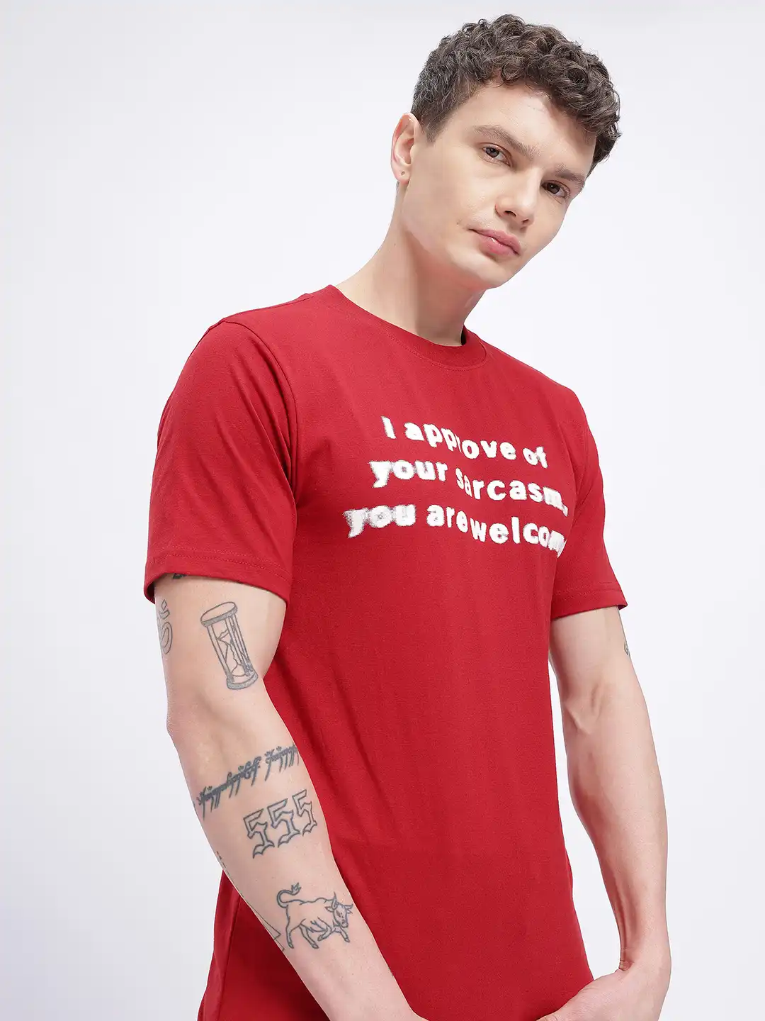Buy glitchez Typography Print Drop-Shoulder Sleeves T-shirt