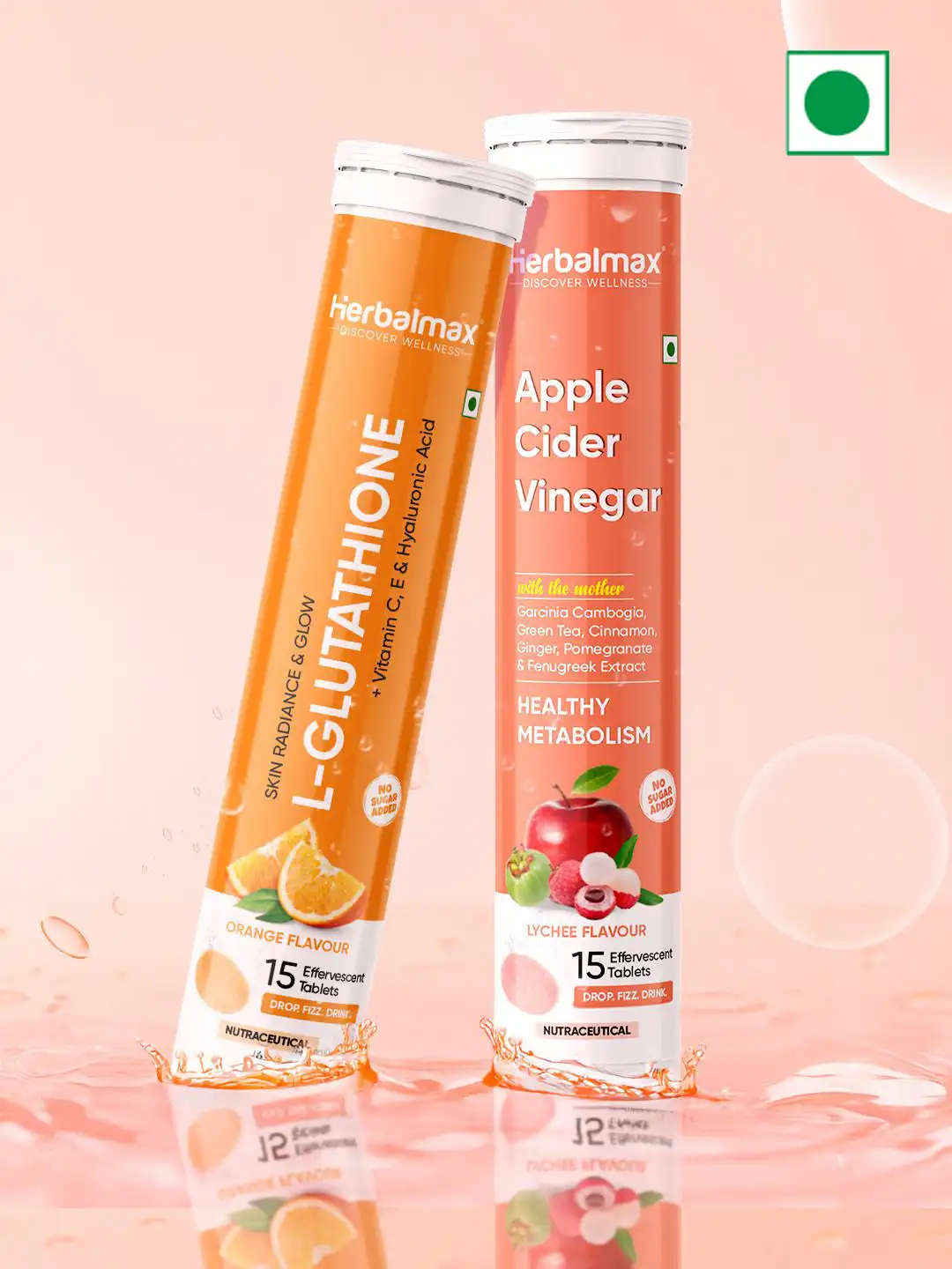 can i take apple cider vinegar with glutathione Buy Herbal max Set Of 2 Apple Cider Vinegar- Lychee & Glutathione- Orange- 15 Tablets Each - Skin Supplements for Unisex 37179983