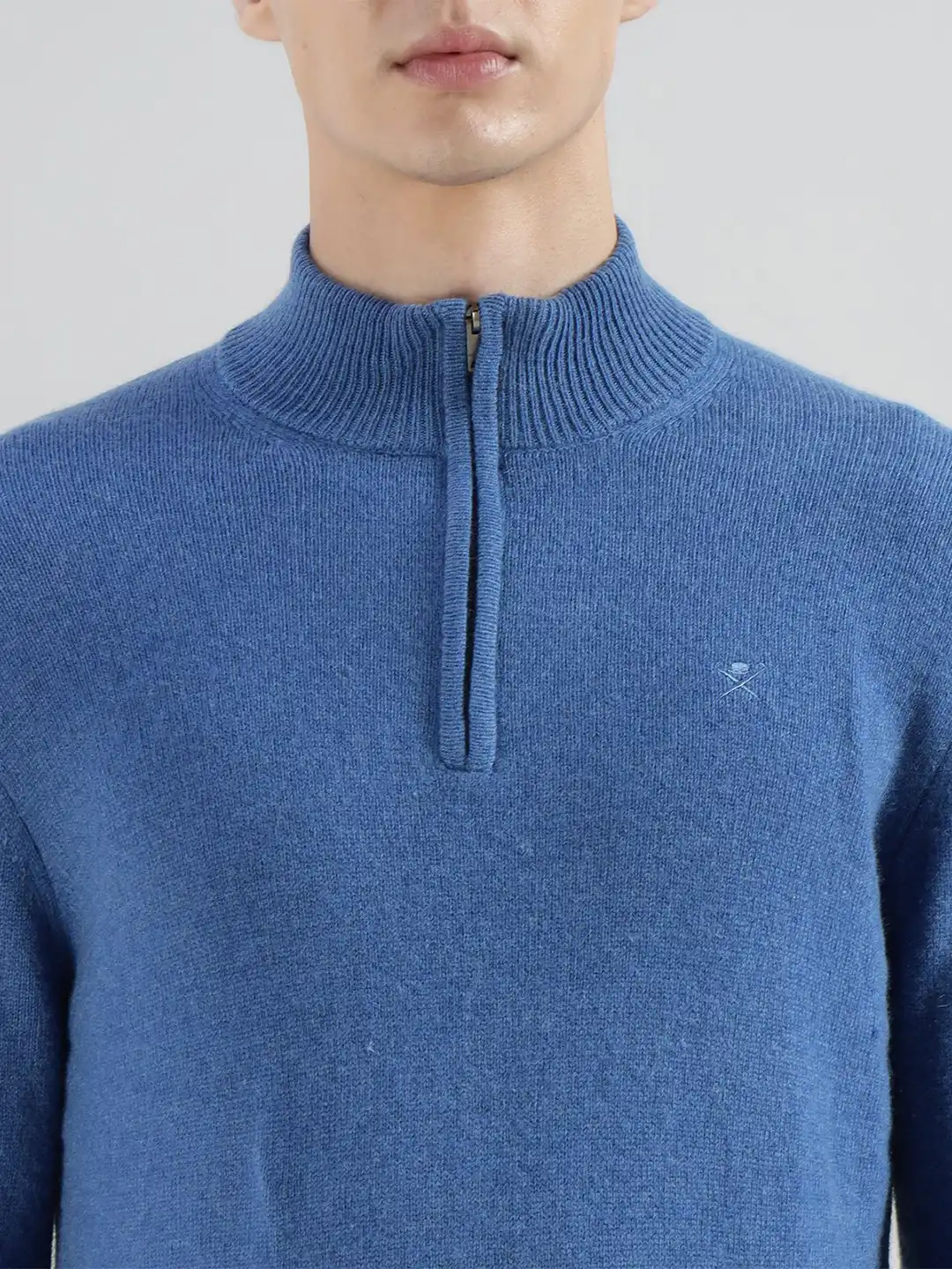 Buy HACKETT LONDON Men Mock Collar Half Zipper Pure Cotton