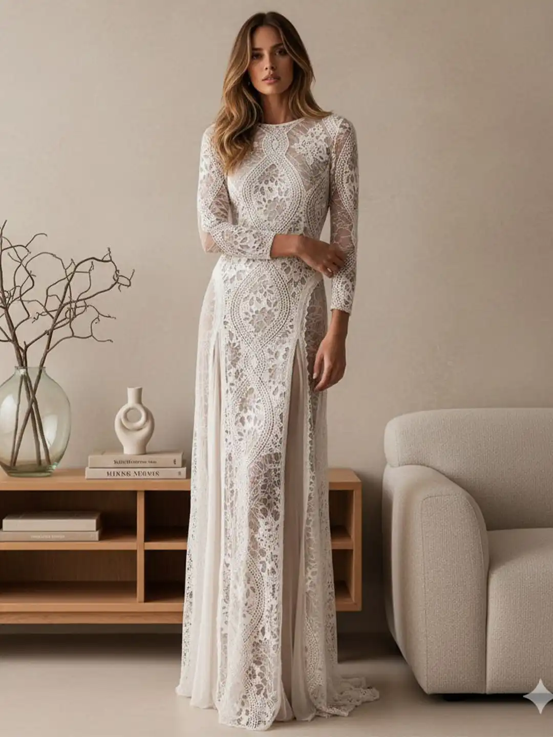 beige flowy maxi dress Light Beige Polka Dot Maxi Dress - All Dresses