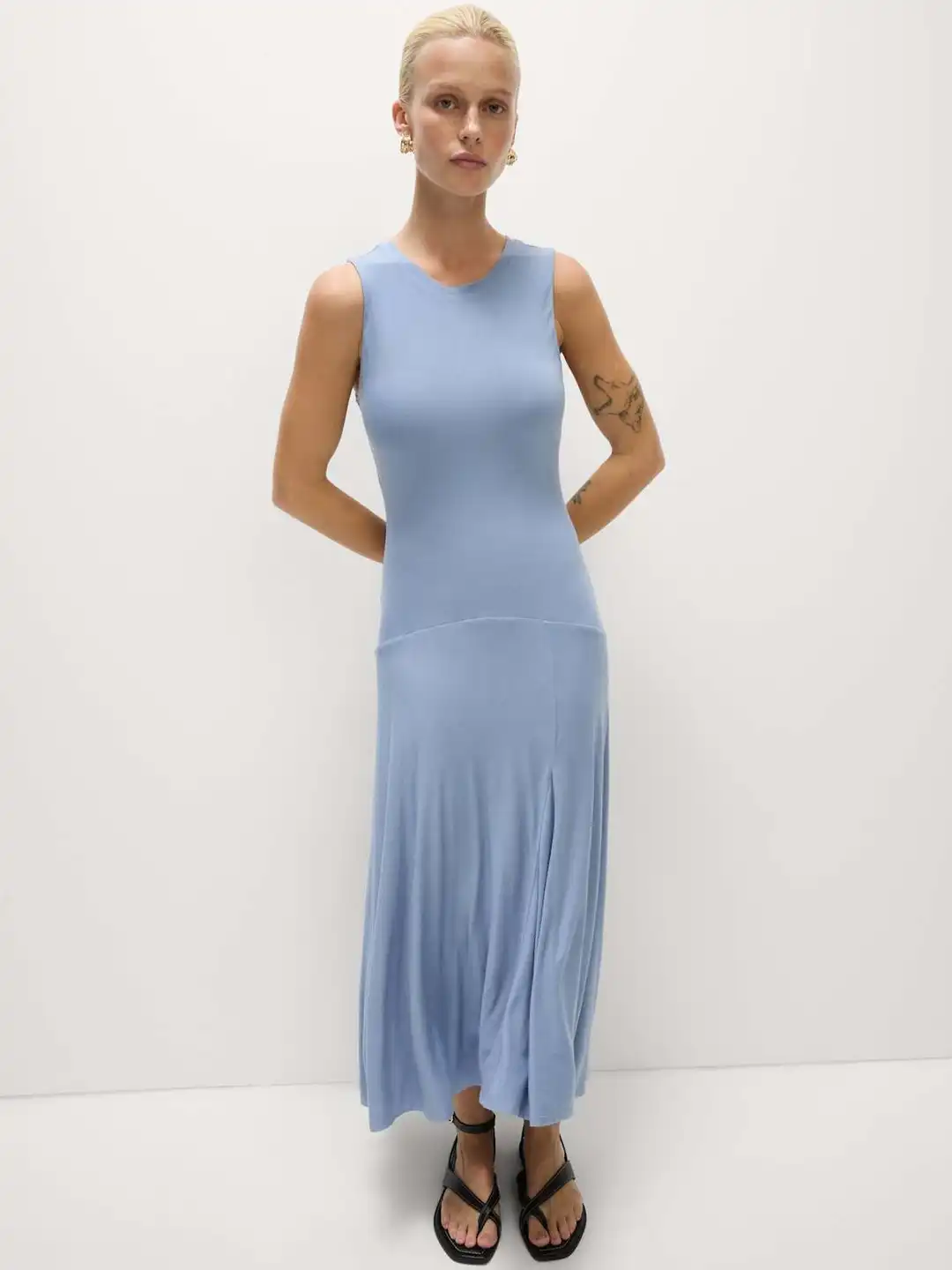 formal knee length white dress Bella Vista Cowl Neckline Thick Strap Knee Length Dress White